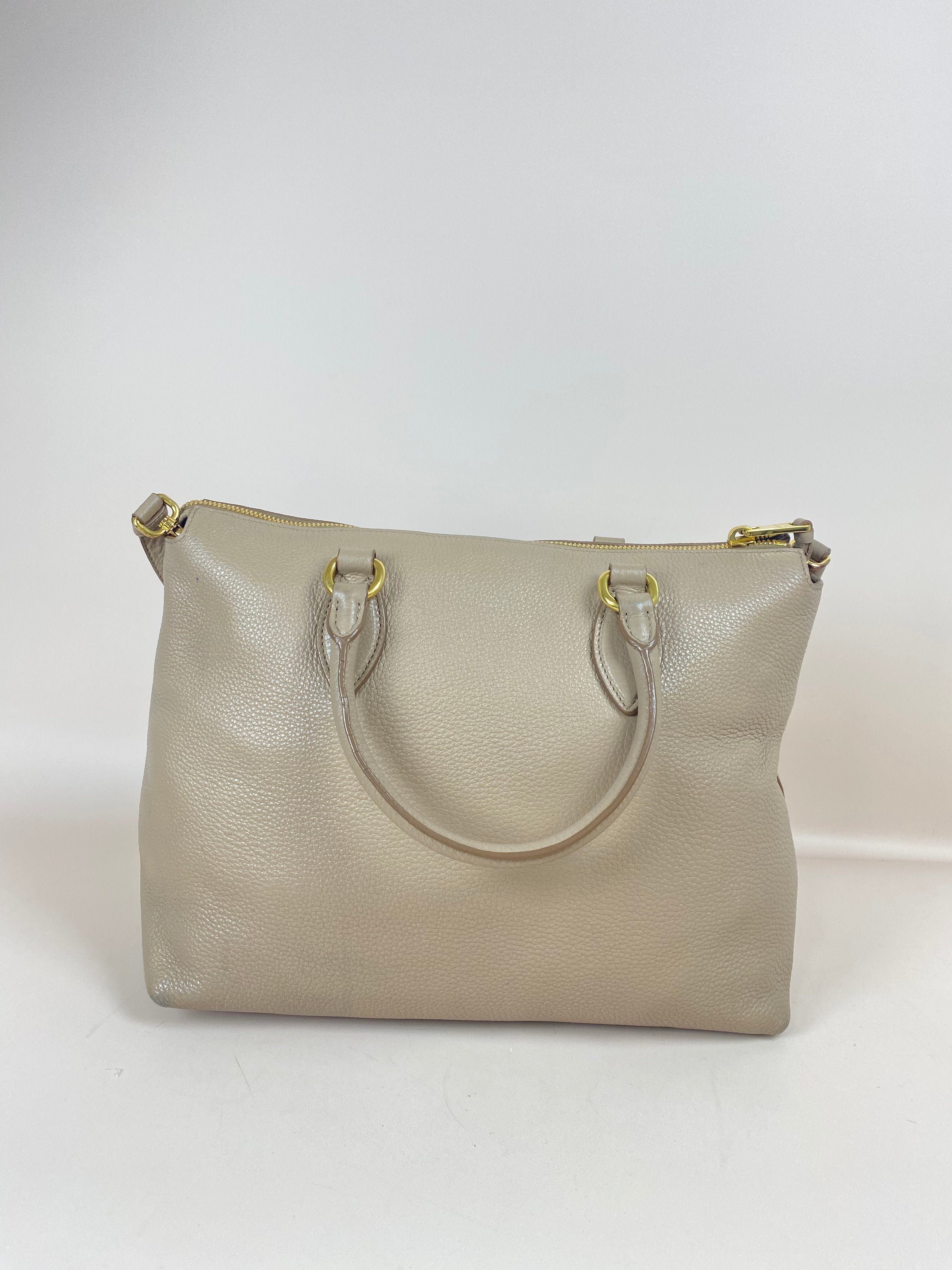 Prada Beige Vitello Daino Tote Bag