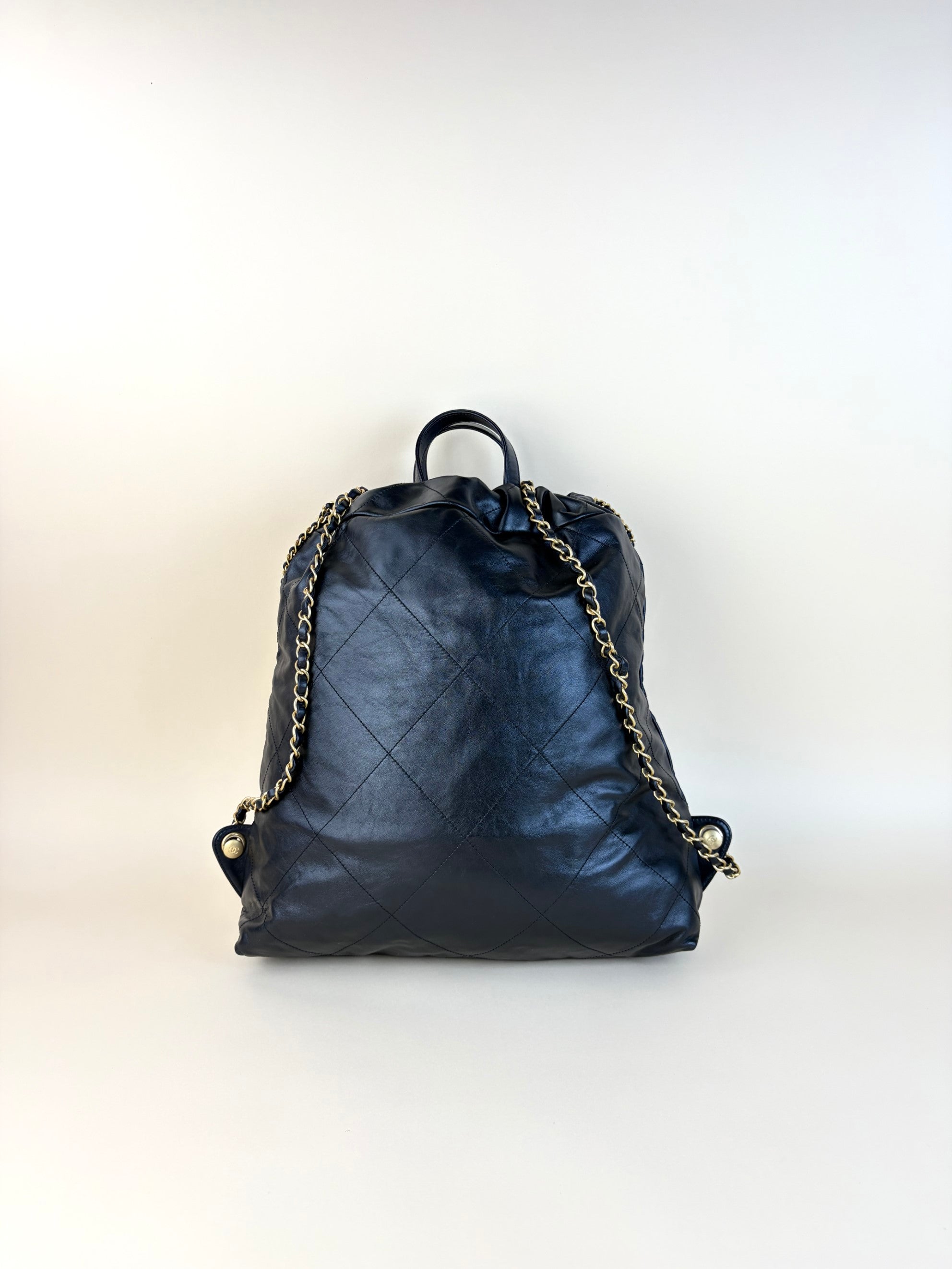 Chanel Black zz chinny calfskin quilted Backpack Bag
