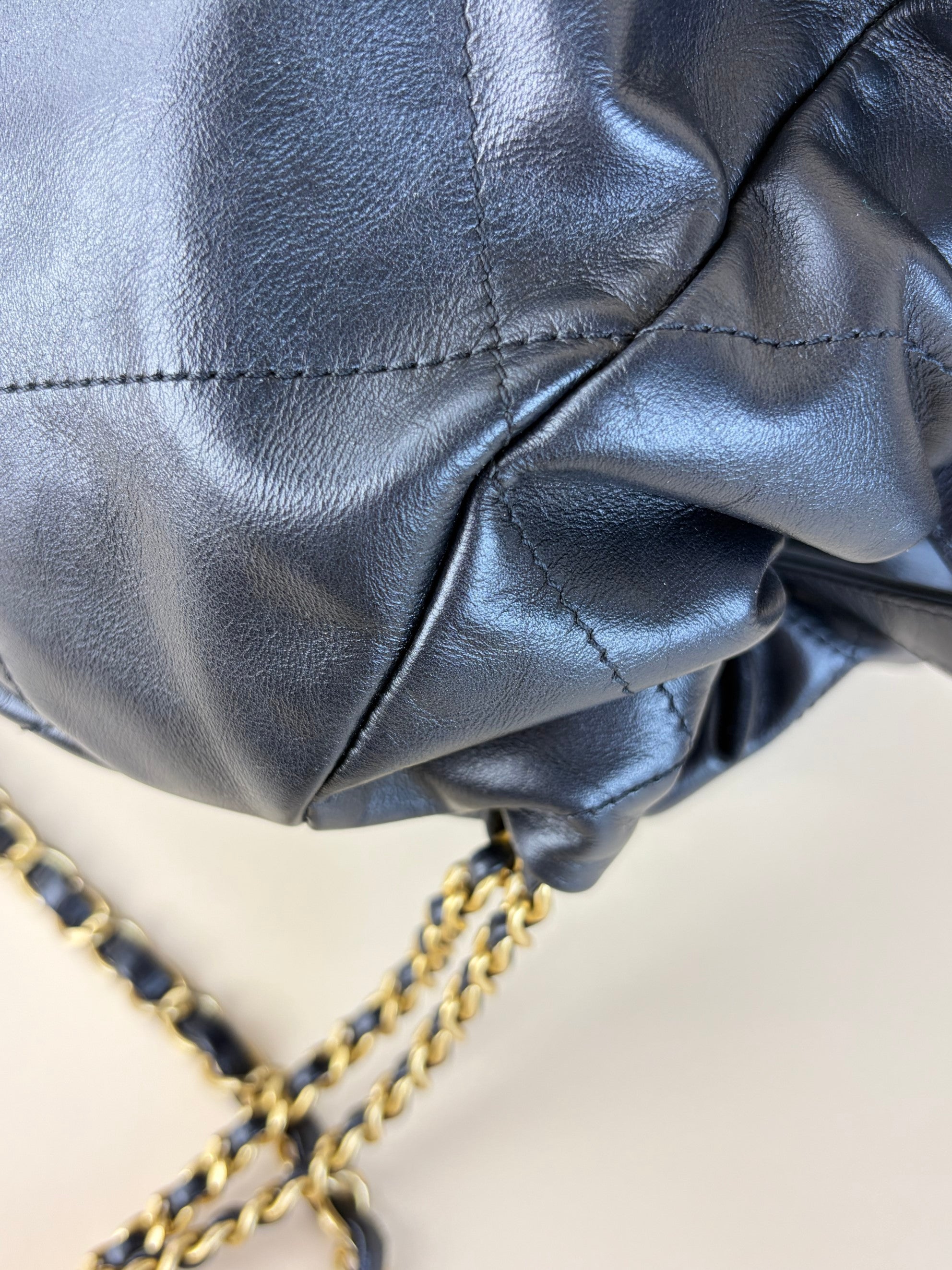 Chanel Black zz chinny calfskin quilted Backpack Bag