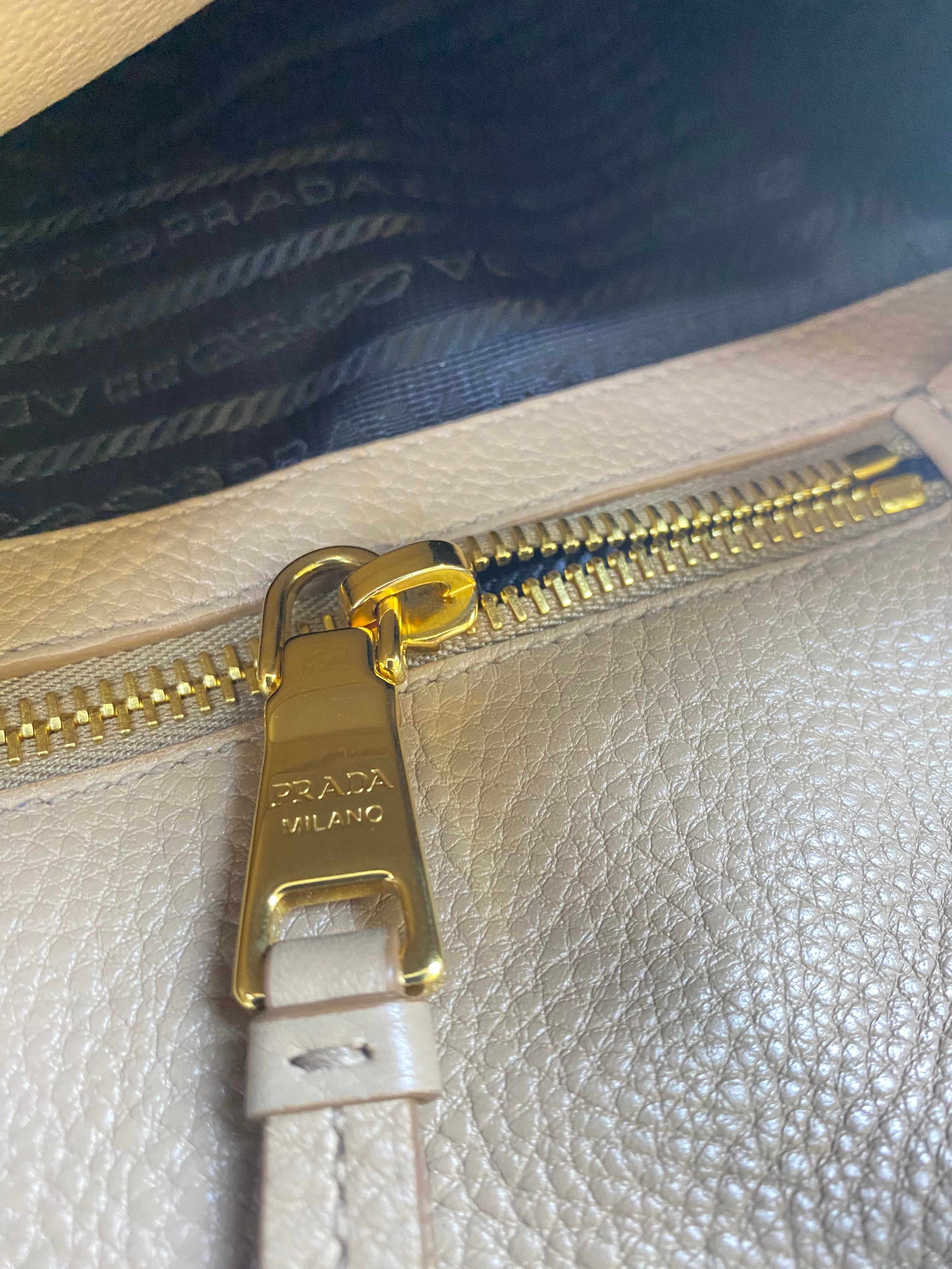 Prada Beige Vitello Daino Tote Bag