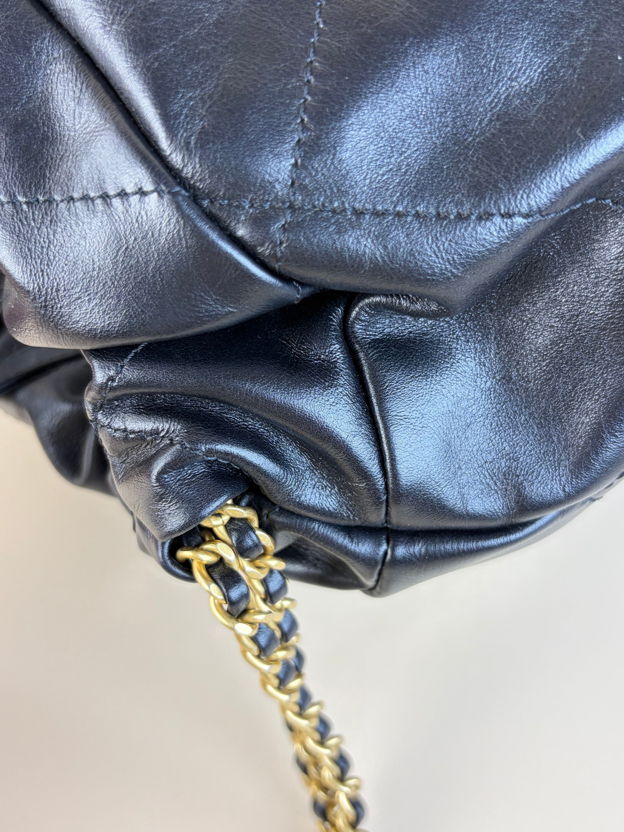 Chanel Black zz chinny calfskin quilted Backpack Bag