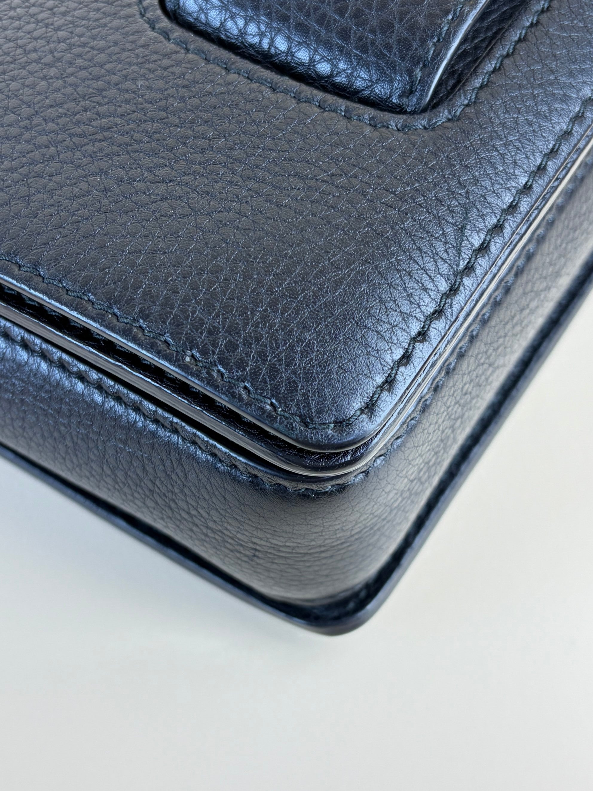 Dior black grained calfskin Dior evolution flap bag