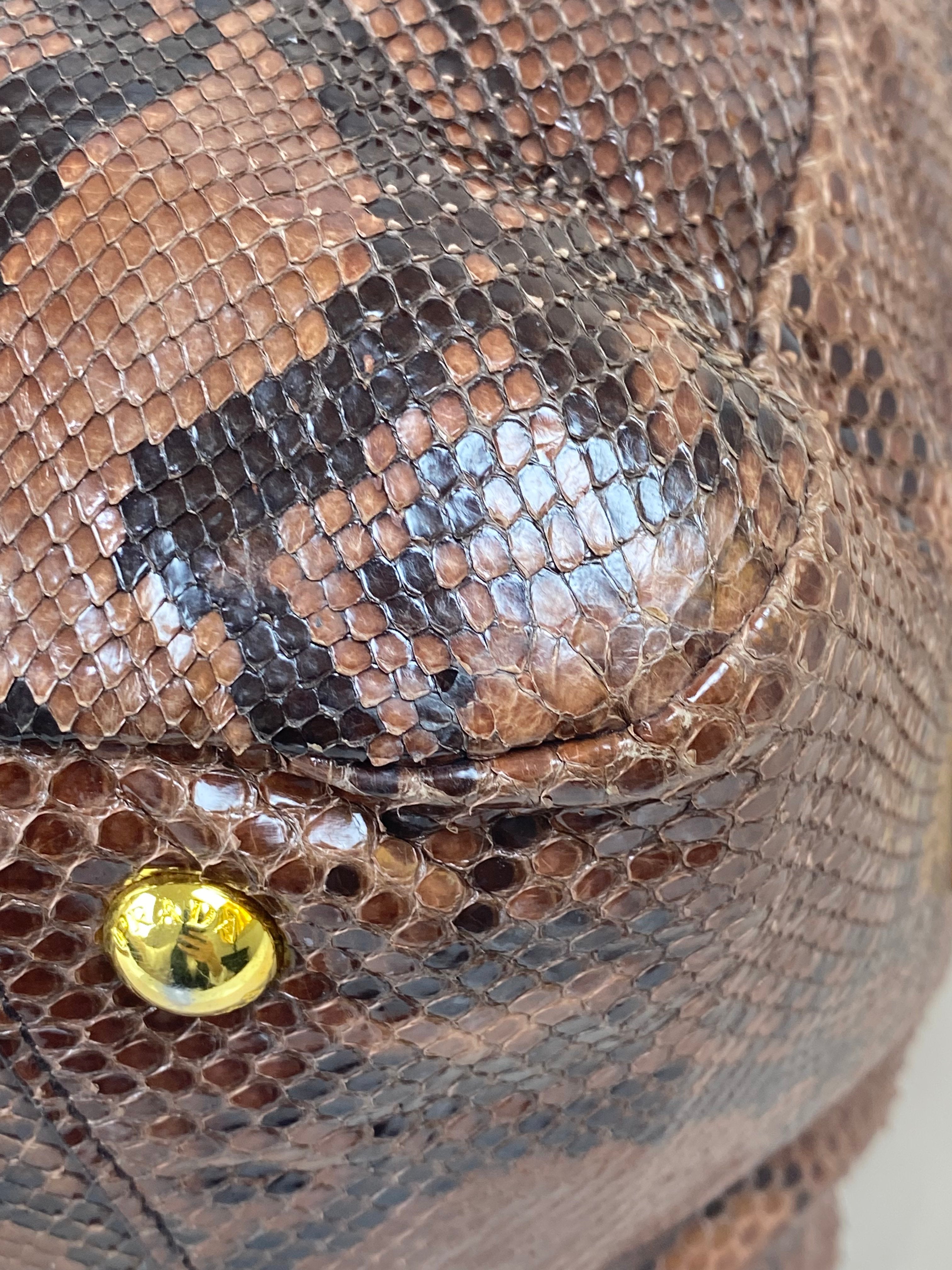 Prada Brown Python Bauletto Large Top Handle Bag