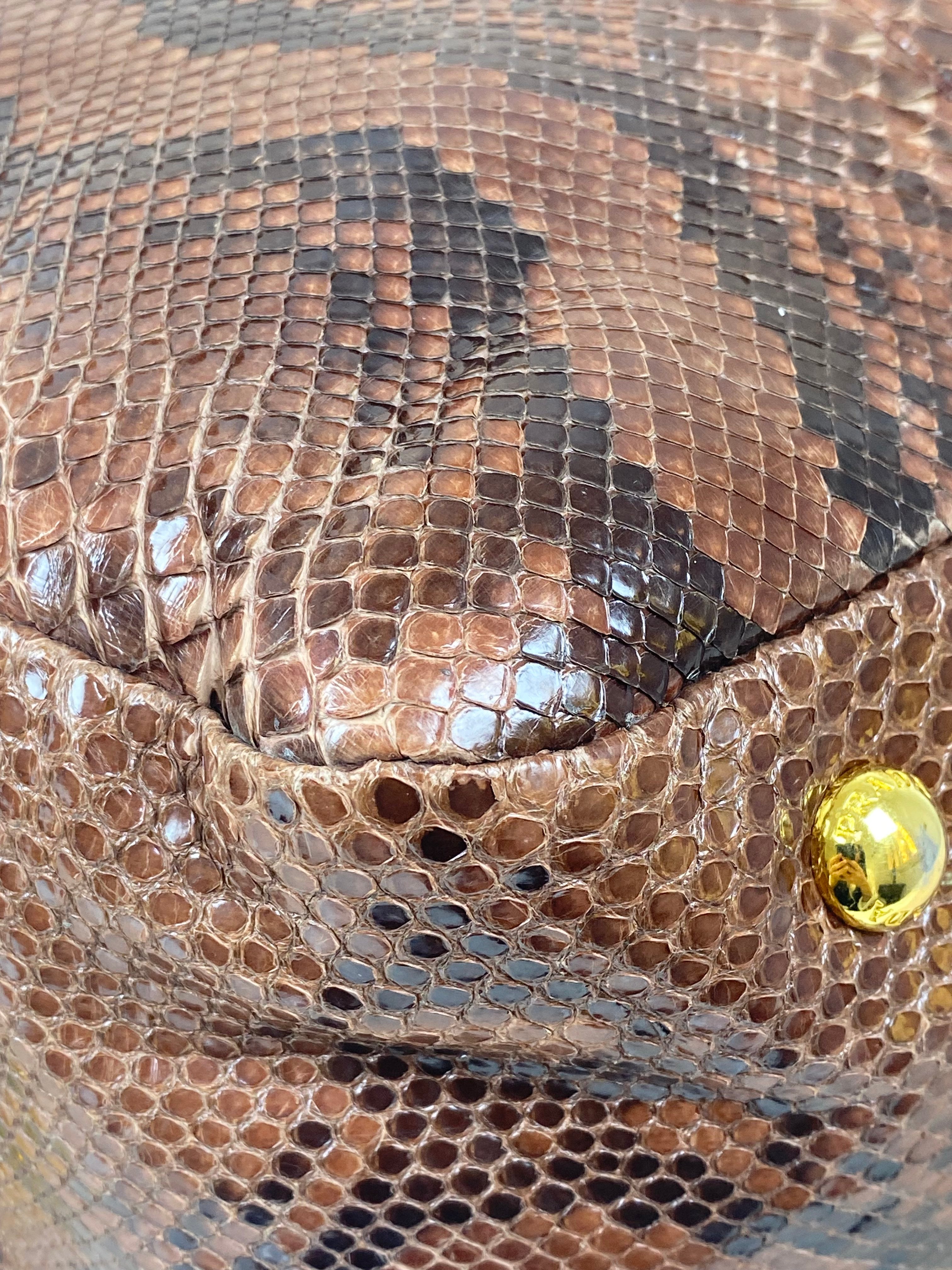 Prada Brown Python Bauletto Large Top Handle Bag