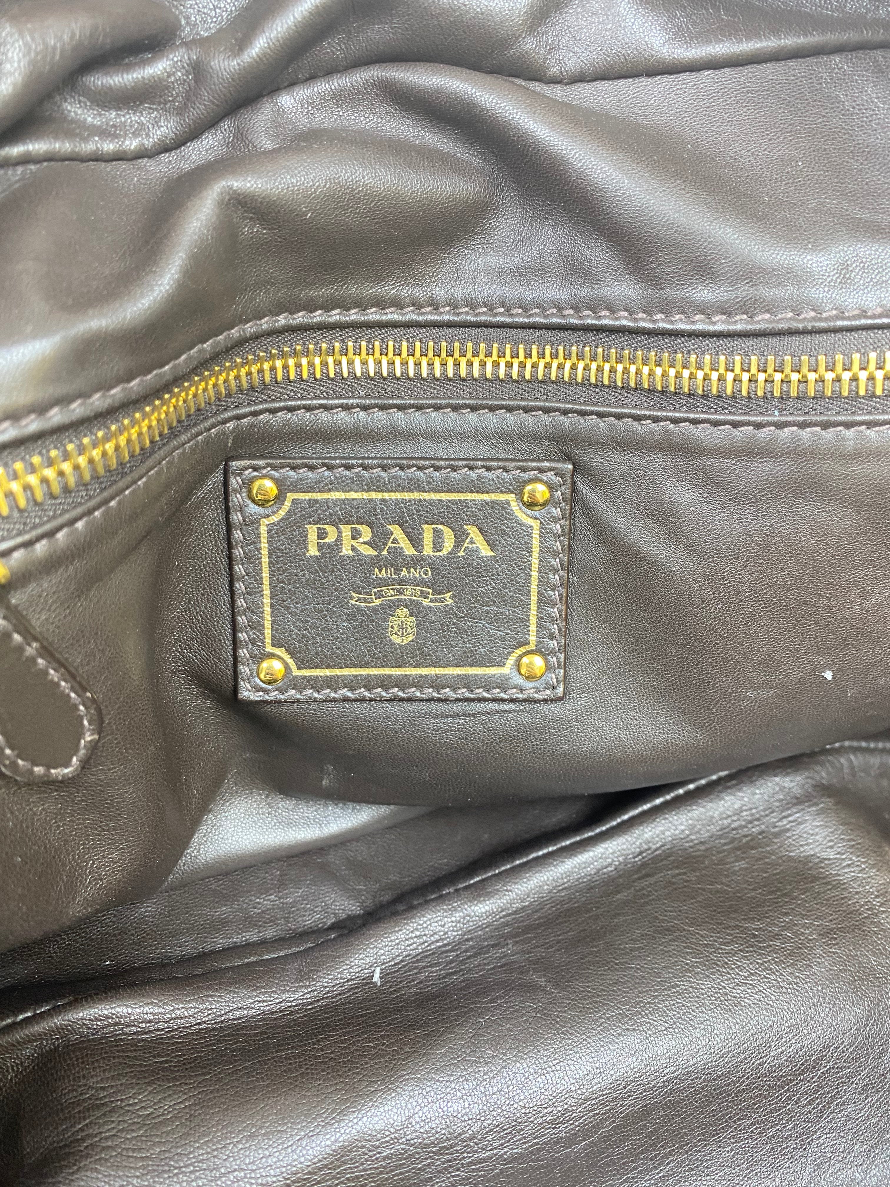 Prada Brown Python Bauletto Large Top Handle Bag
