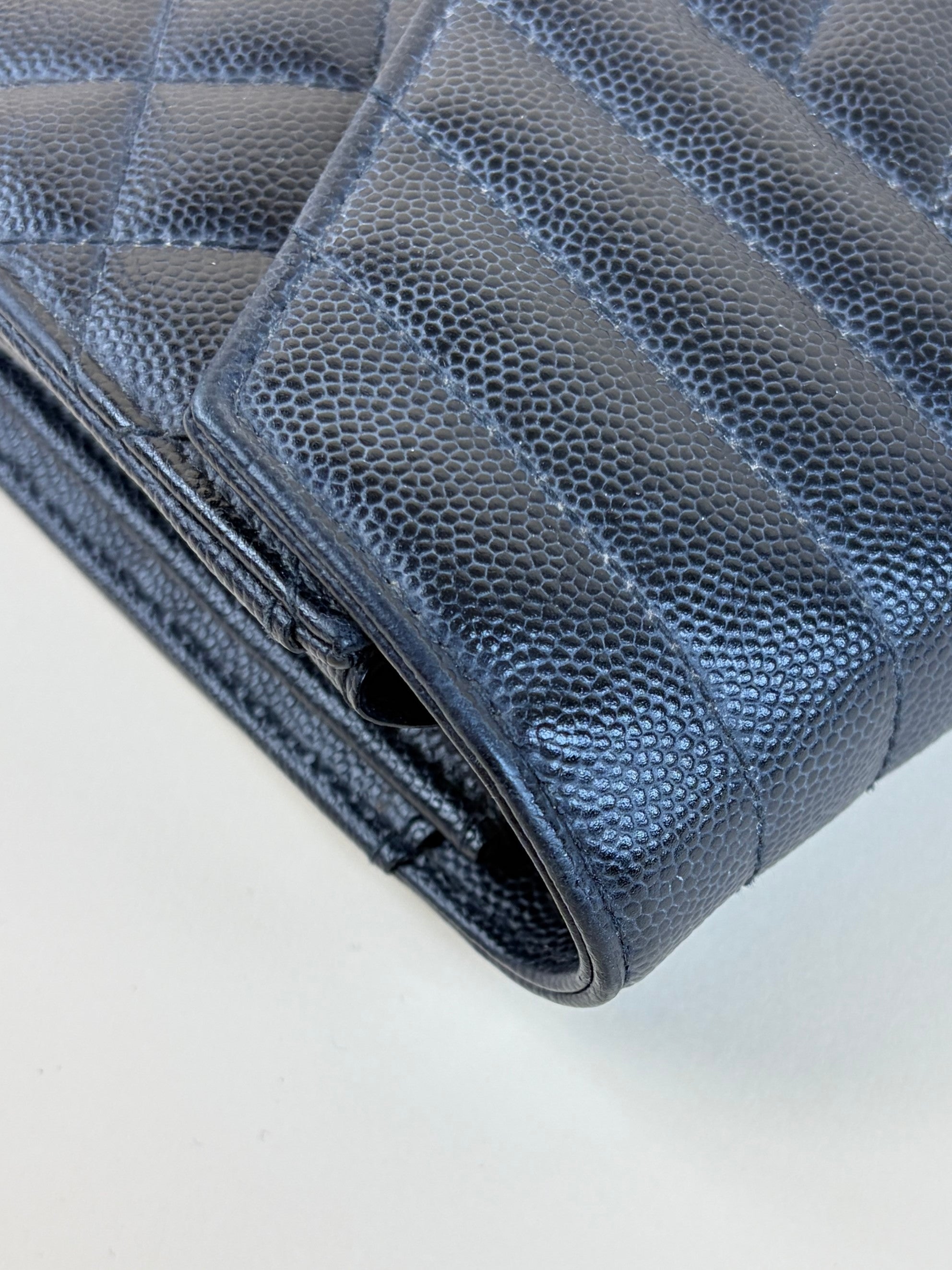 YSL Black classic Cassandrea chain wallet in grain de Poudre leather