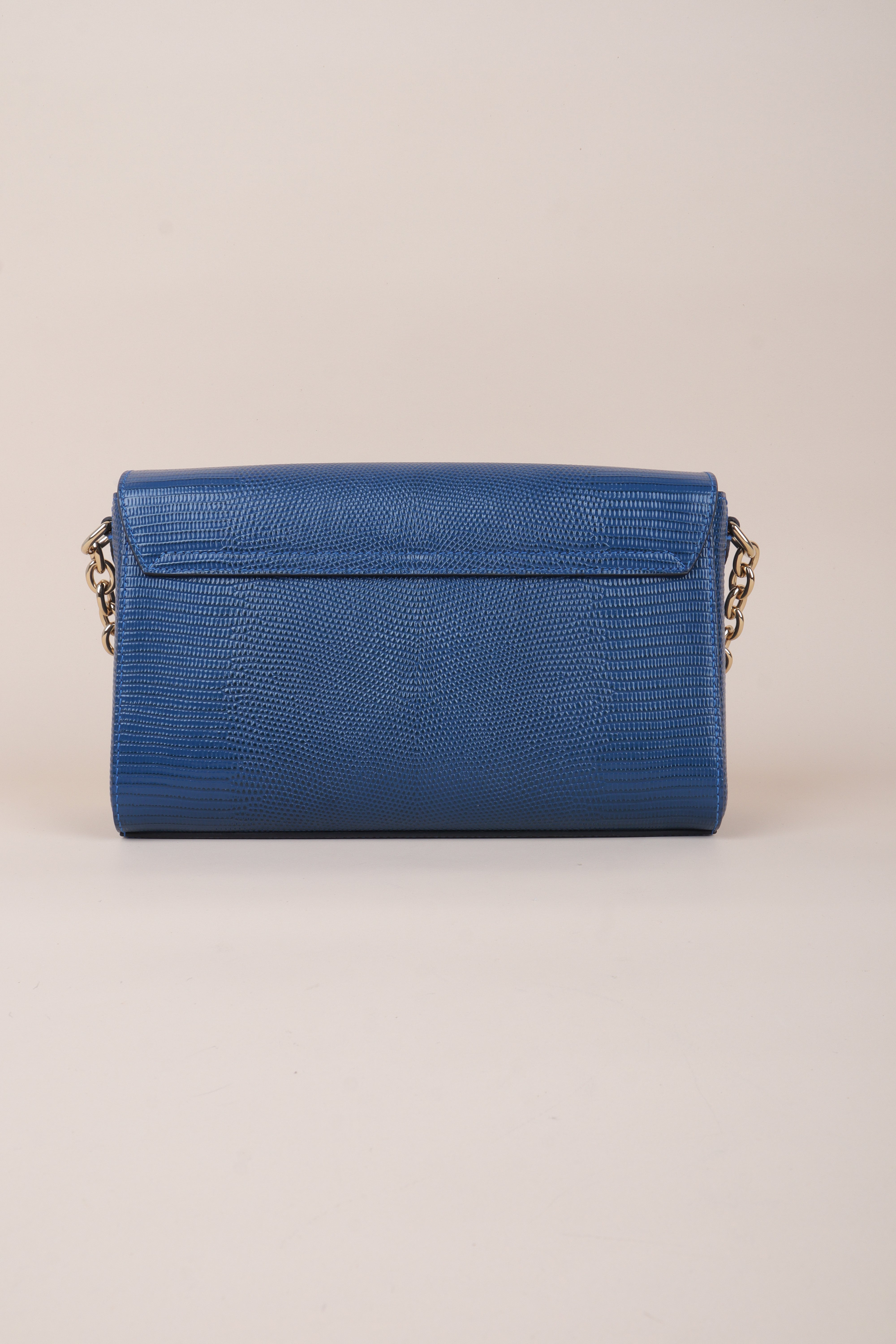 Dolce & Gabbana Blue Lizard Embossed Millennials Crystal Logo Crossbody Bag