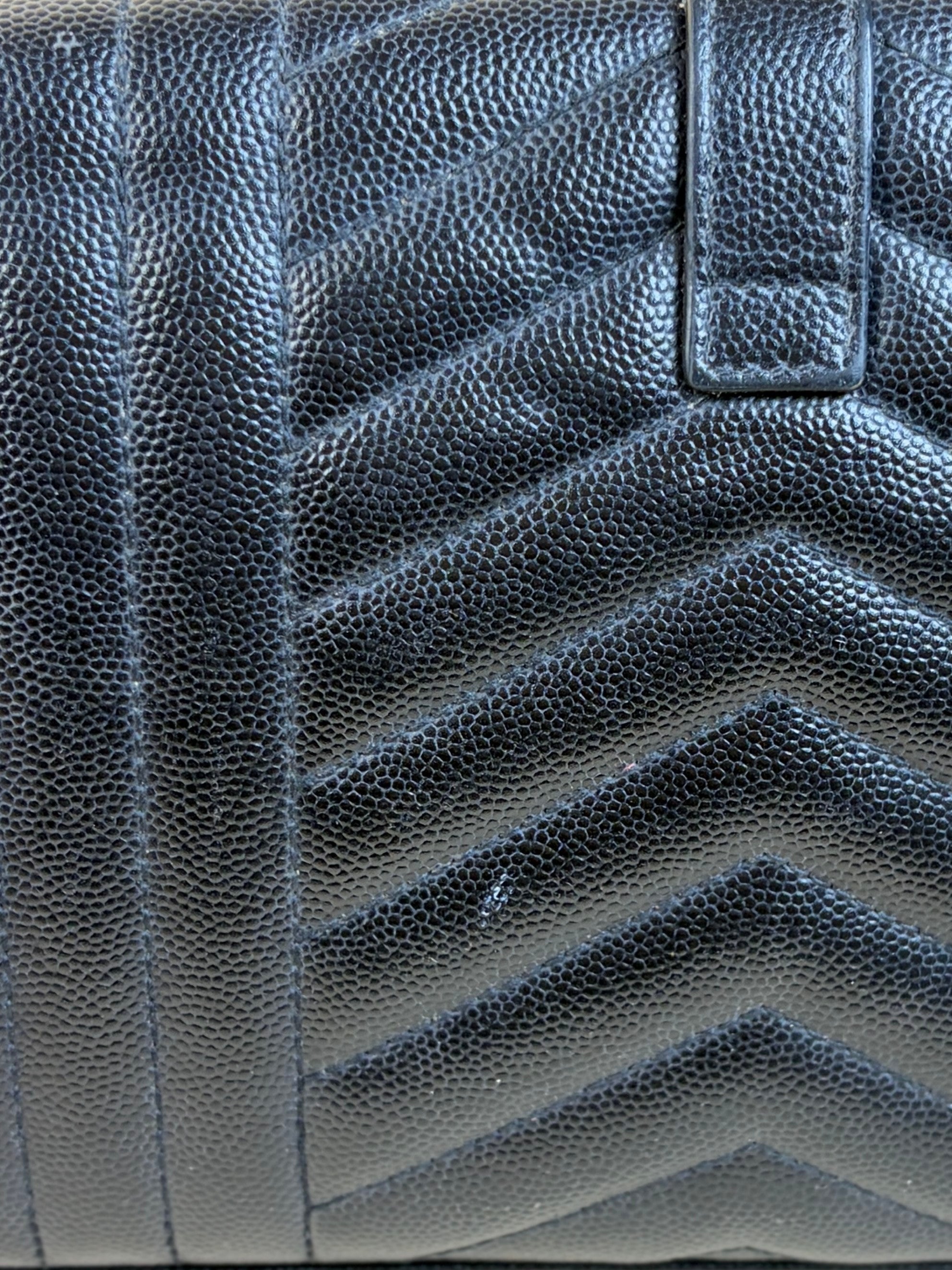 YSL Black classic Cassandrea chain wallet in grain de Poudre leather