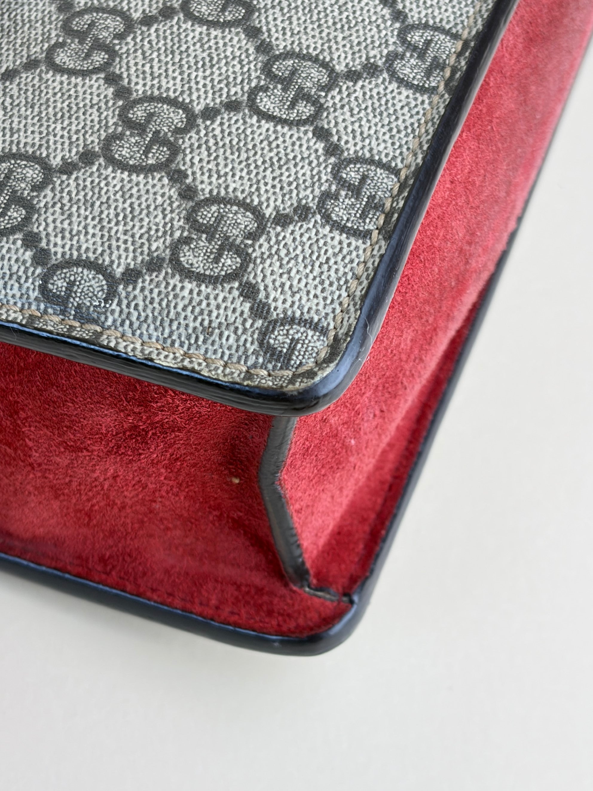 Gucci GG Supreme monogram and red canvas Dionysus crystal small bag