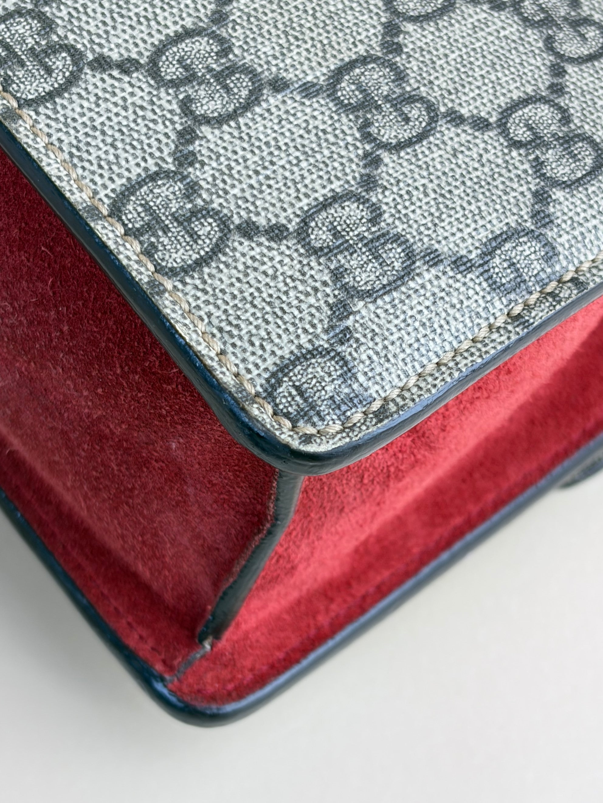 Gucci GG Supreme monogram and red canvas Dionysus crystal small bag
