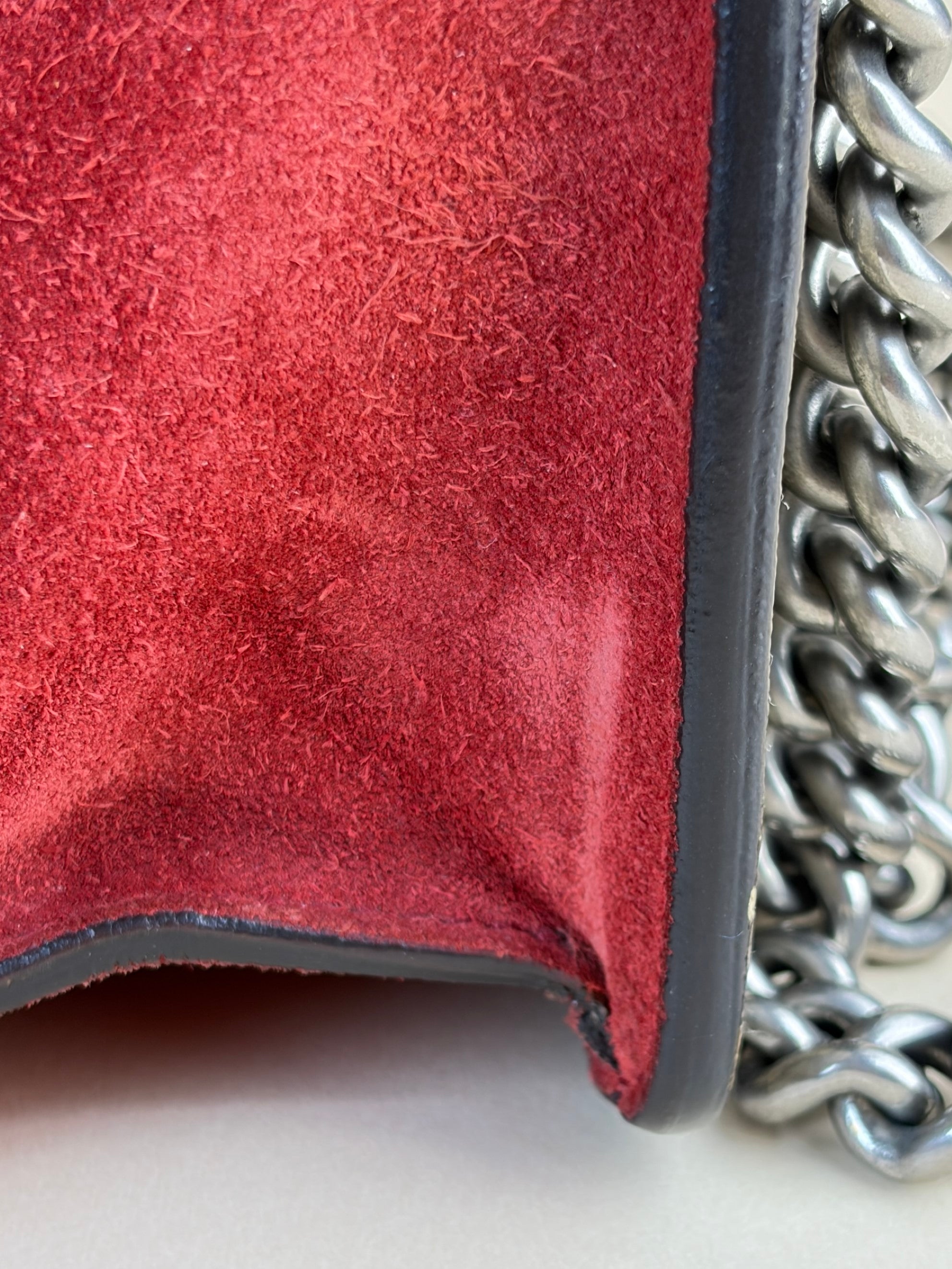 Gucci GG Supreme monogram and red canvas Dionysus crystal small bag