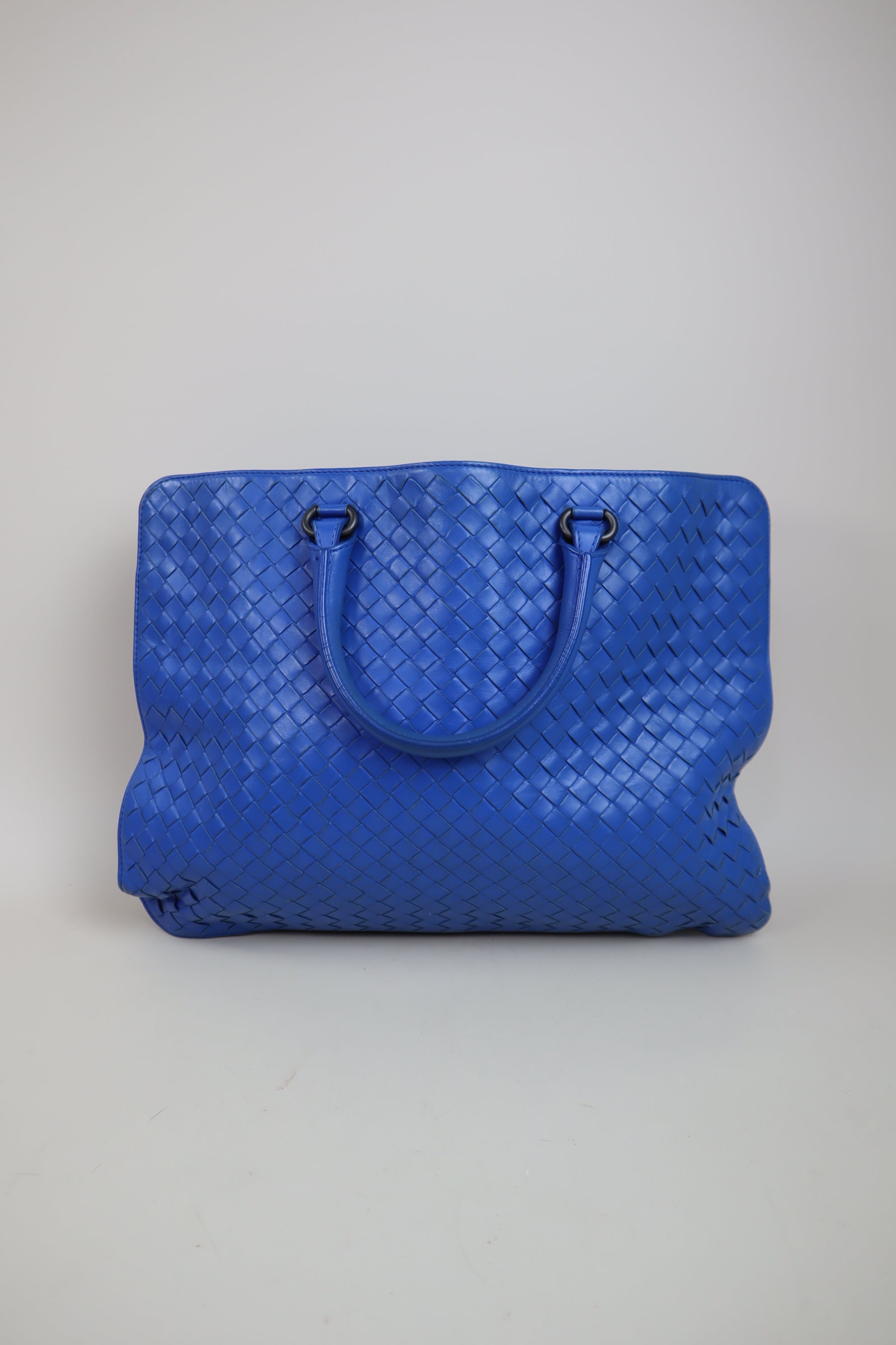 Bottega Veneta Blue Briefcase Intrecciato Tote Bag