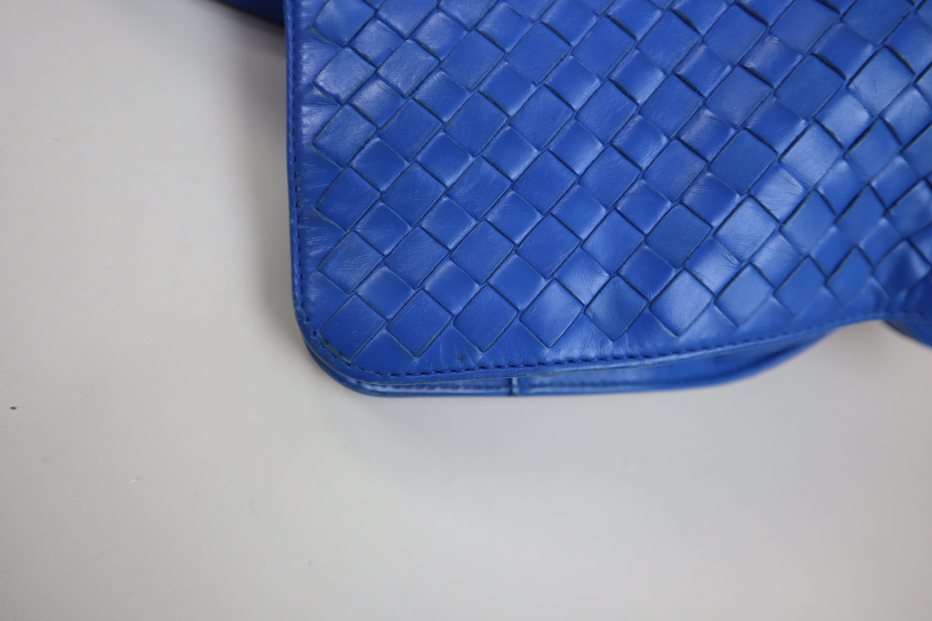 Bottega Veneta Blue Briefcase Intrecciato Tote Bag