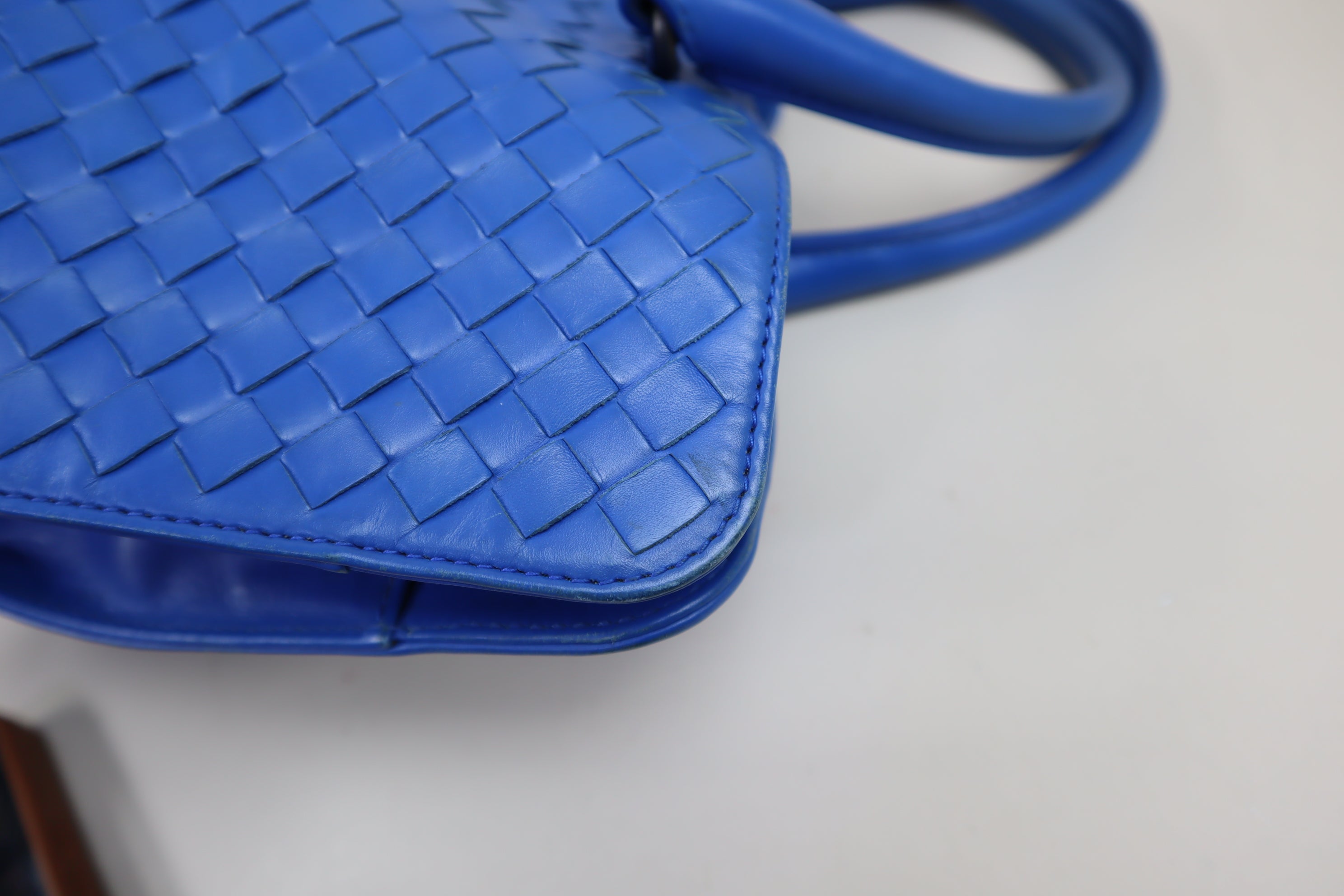 Bottega Veneta Blue Briefcase Intrecciato Tote Bag