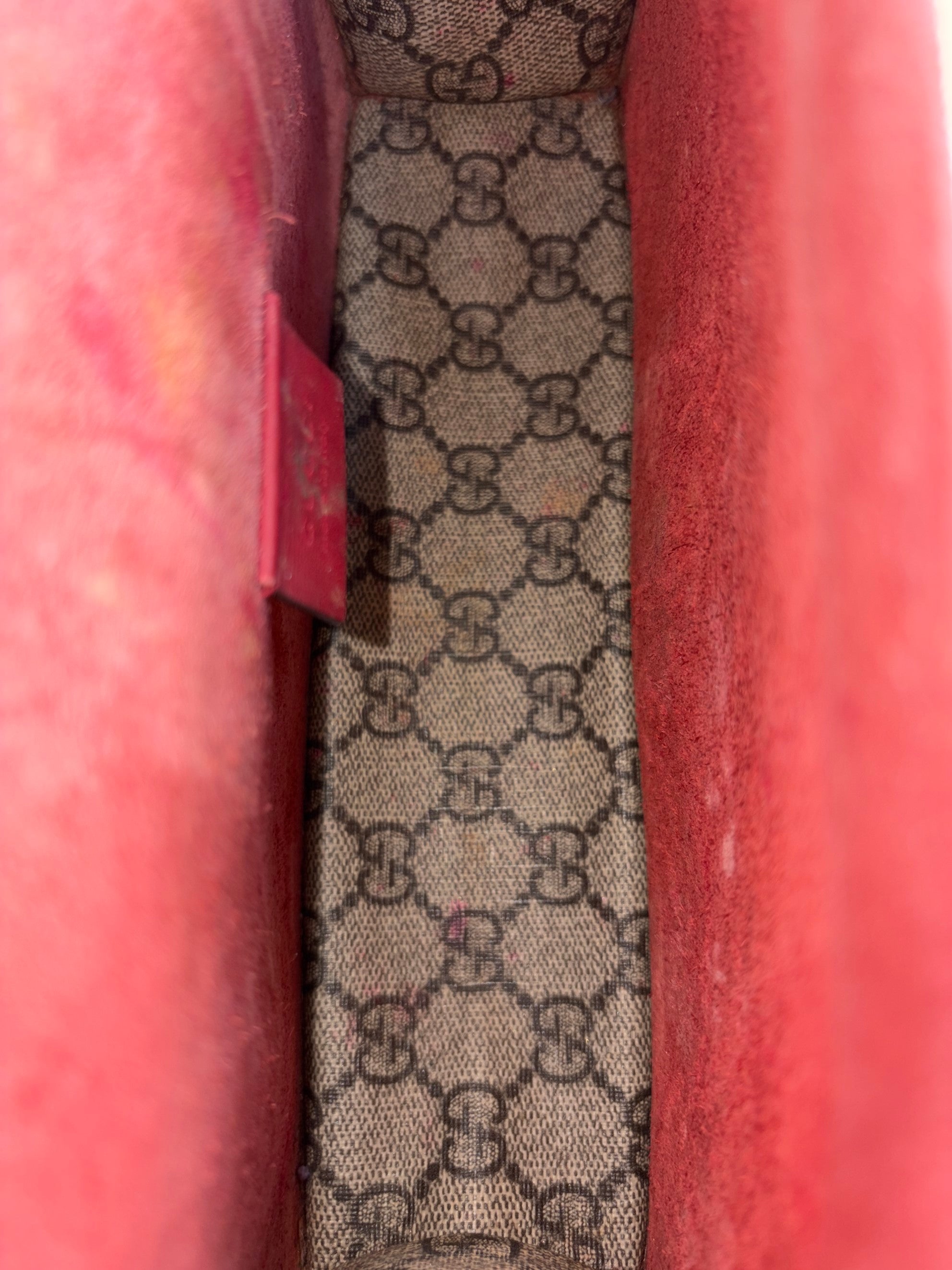 Gucci GG Supreme monogram and red canvas Dionysus crystal small bag