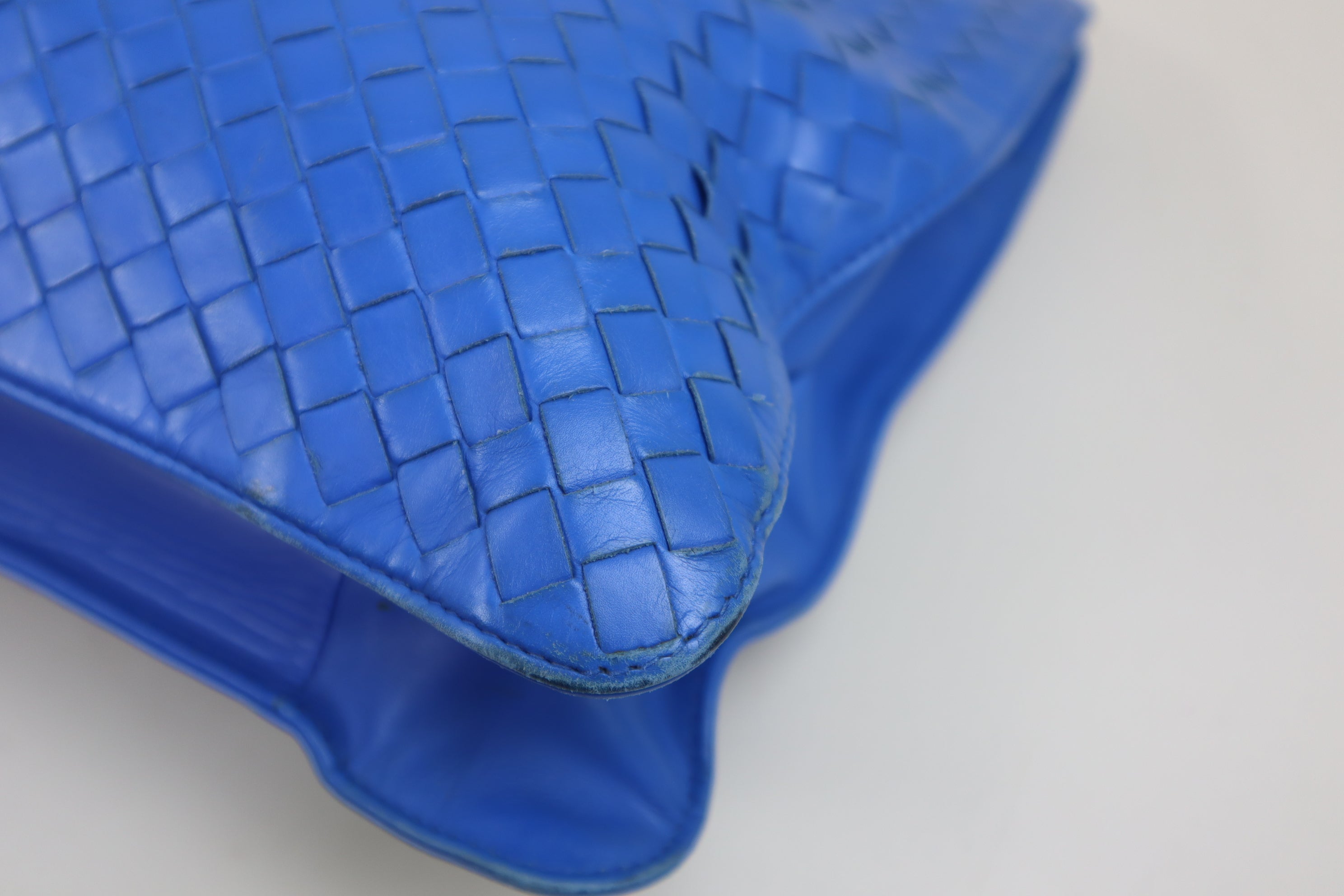 Bottega Veneta Blue Briefcase Intrecciato Tote Bag