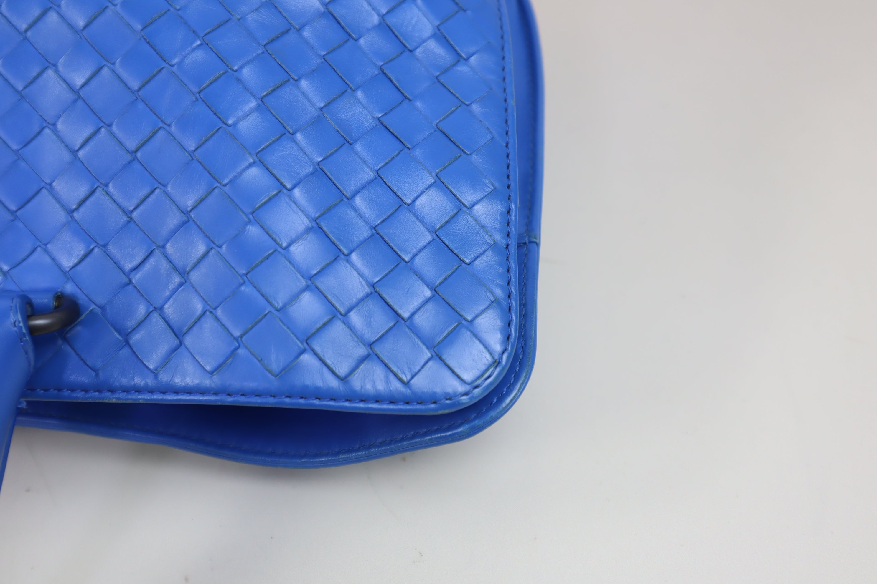 Bottega Veneta Blue Briefcase Intrecciato Tote Bag