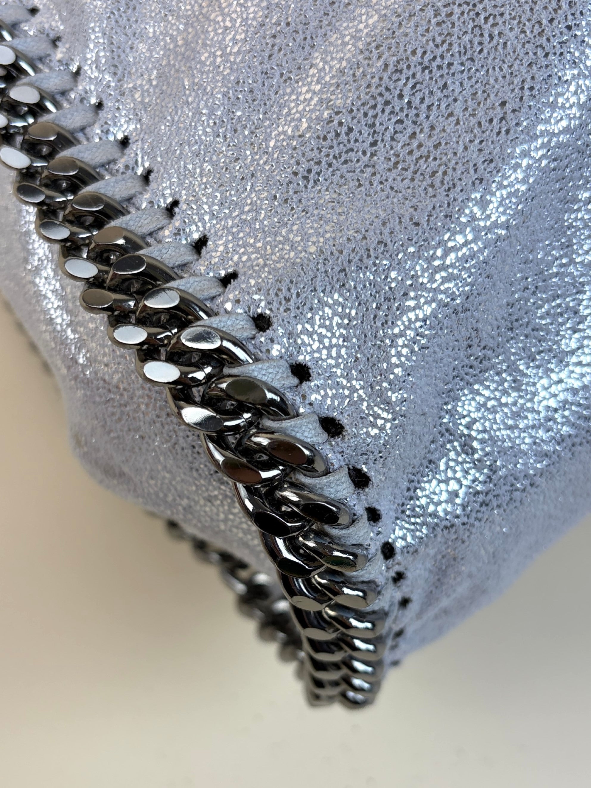 Stella McCartney silver metallic Falabella 2chains large tote bag