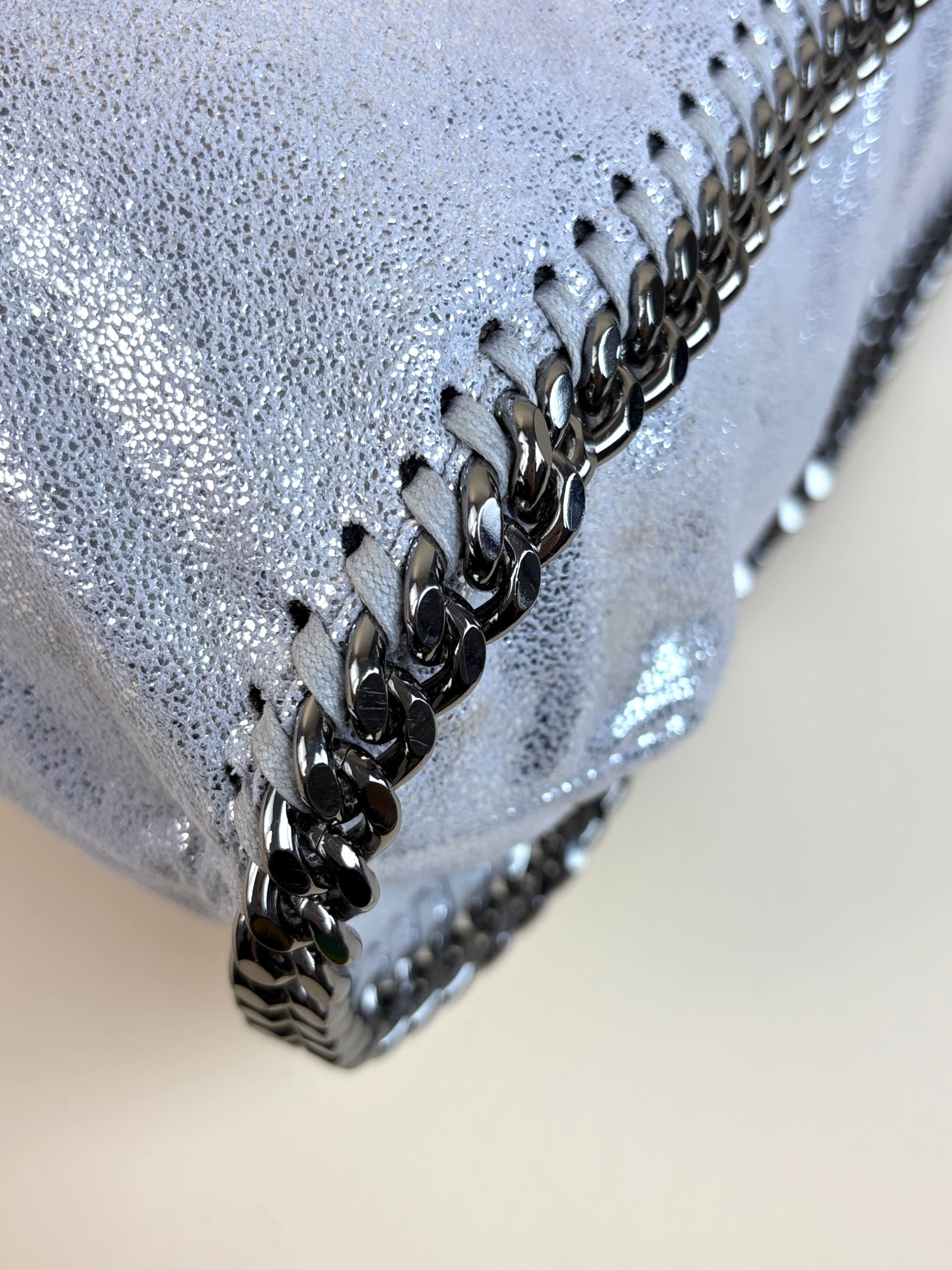 Stella McCartney silver metallic Falabella 2chains large tote bag