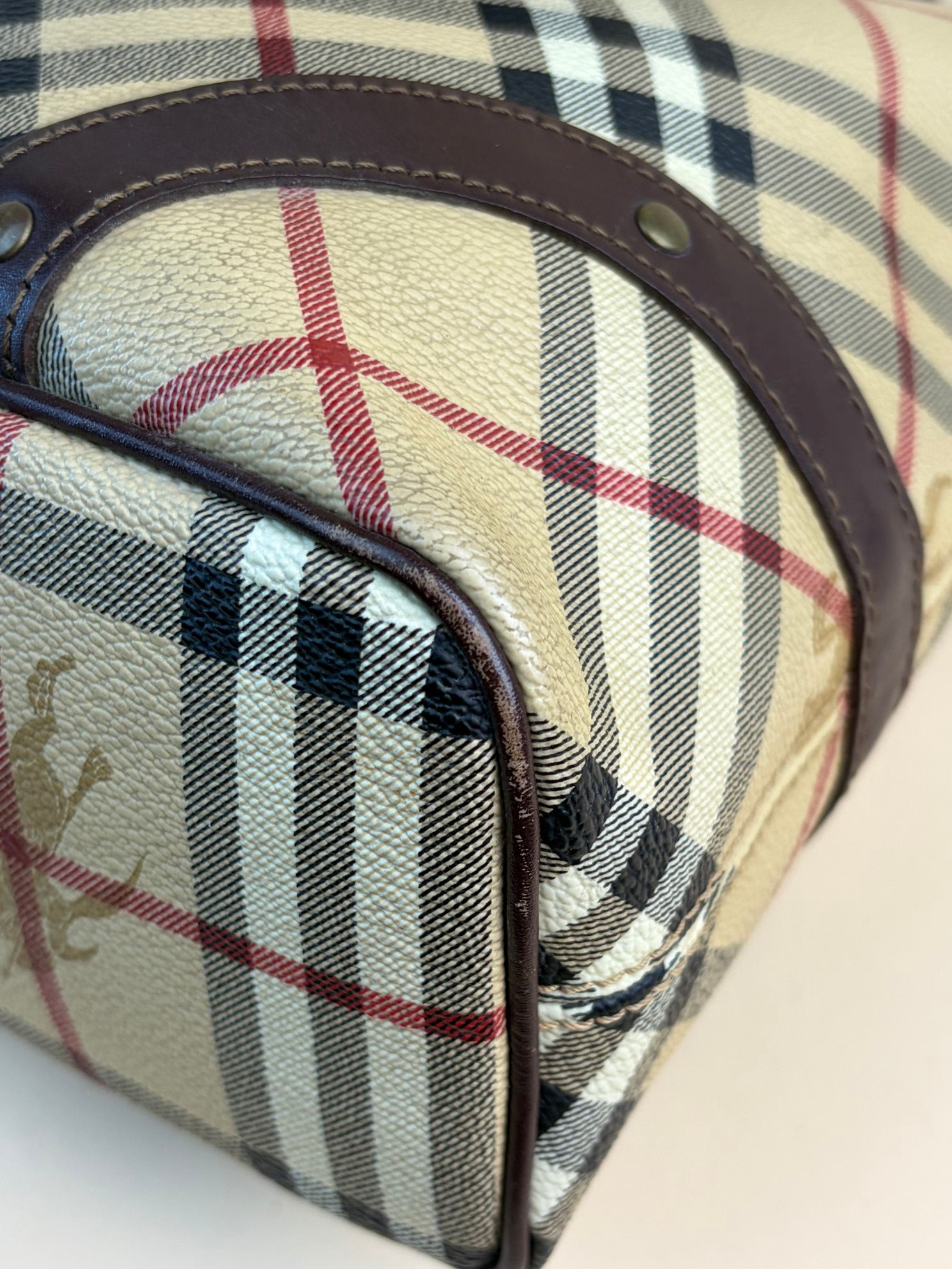 Burberry Studded Medium Haymarket Check Tote Bag