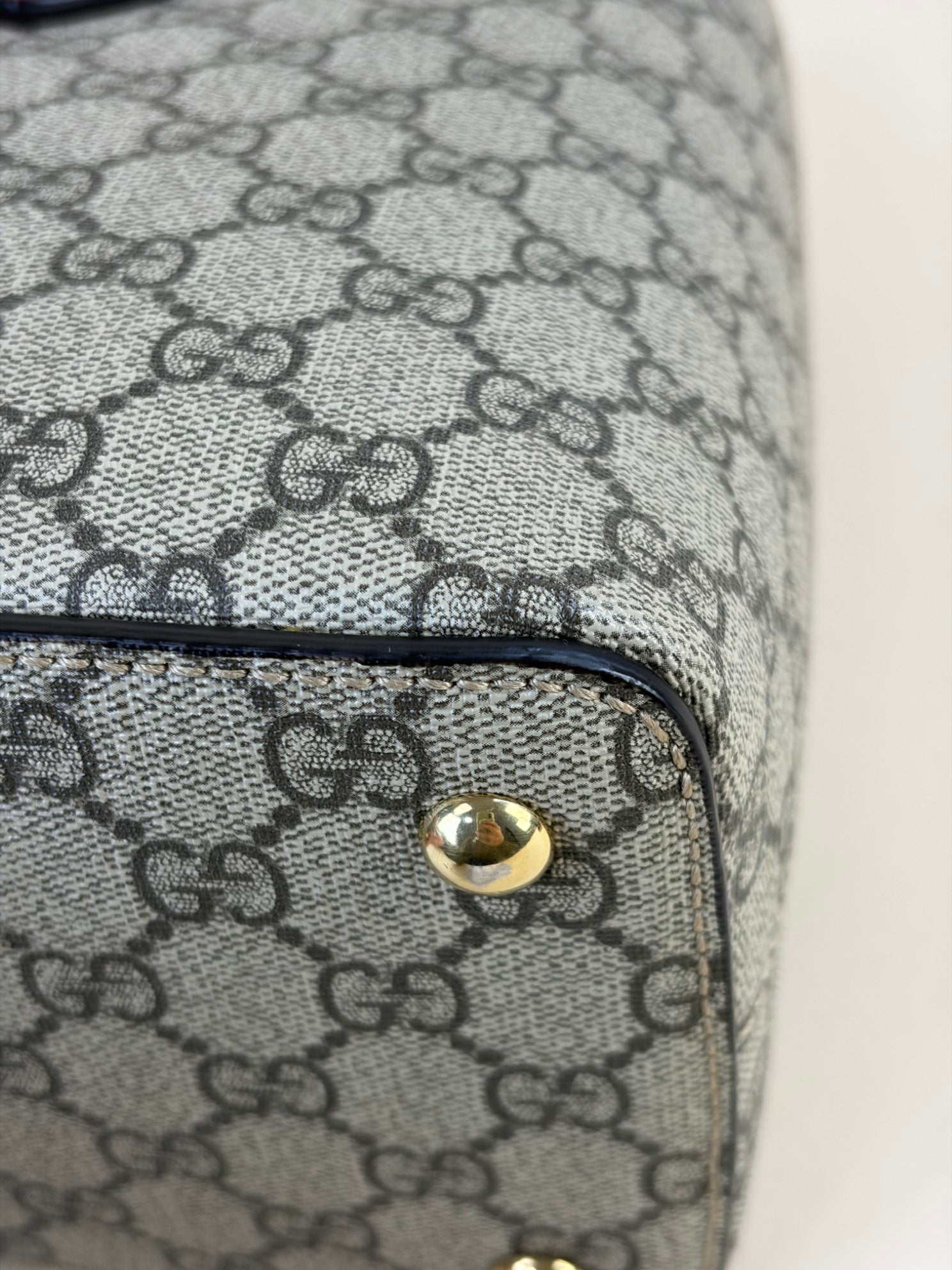 GUCCI beige /pink gg supreme coated canvas and leather small tote bag