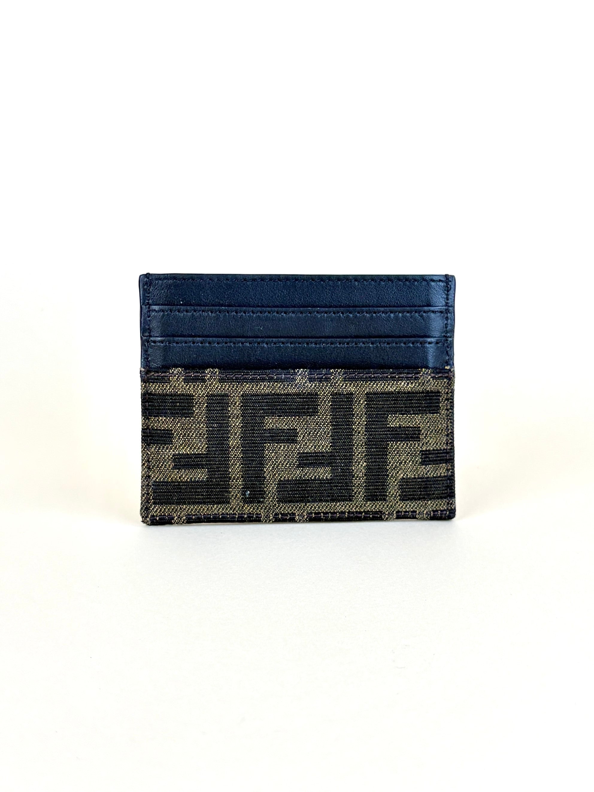 Fendi ff-jacquard leather card holder