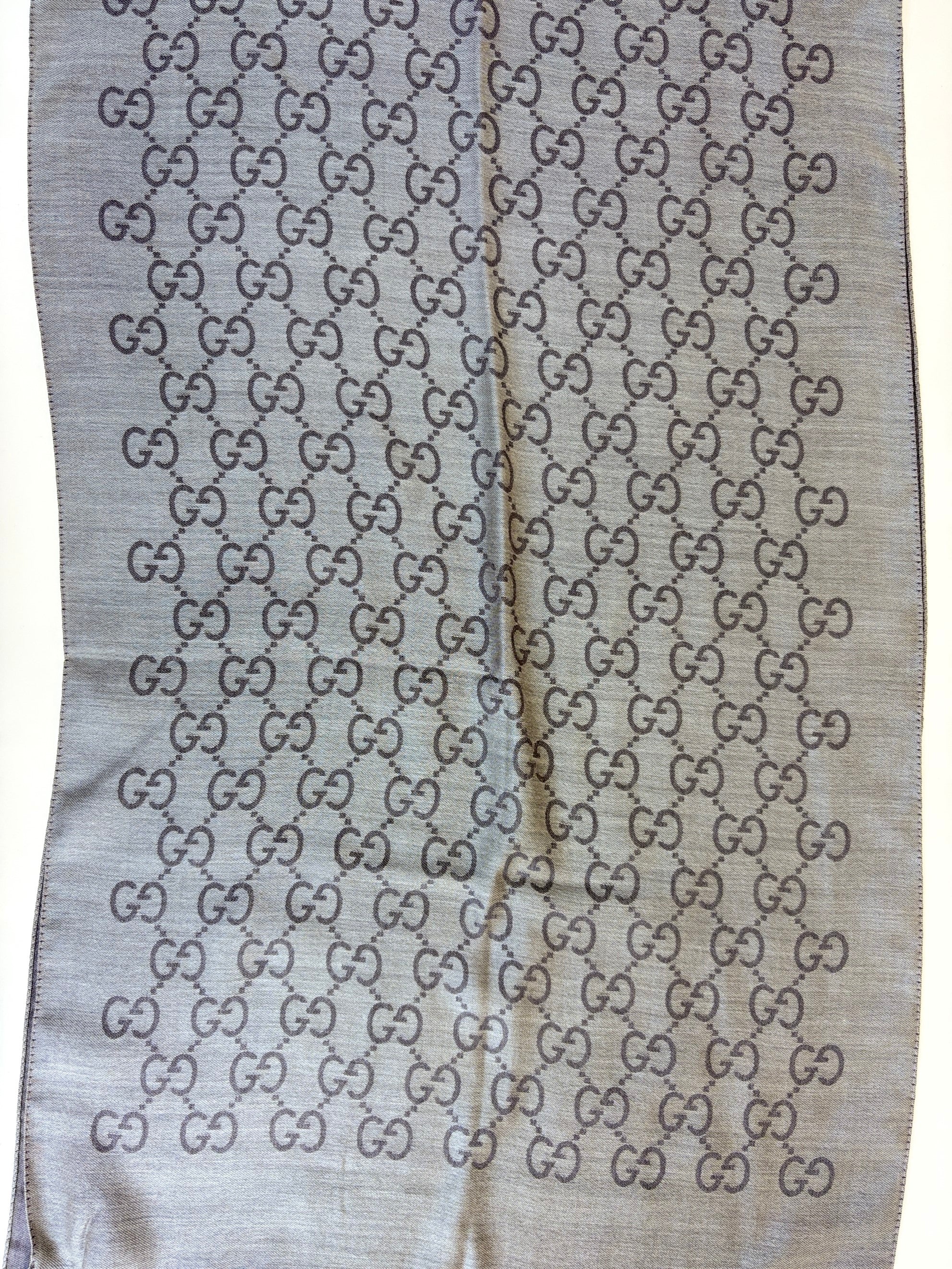 Gucci Dark Brown GG Monogram Wool Silk Scarf