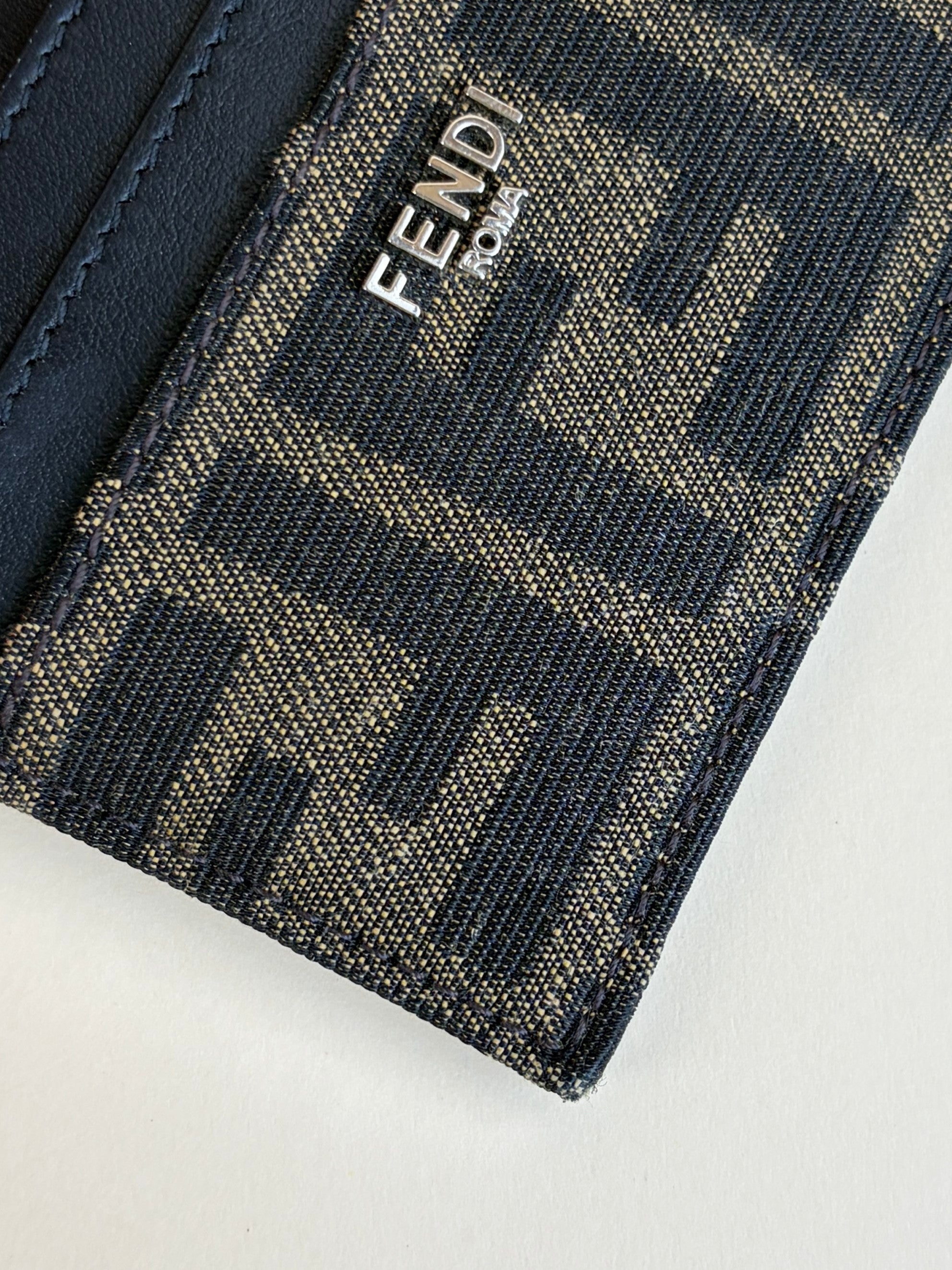 Fendi ff-jacquard leather card holder