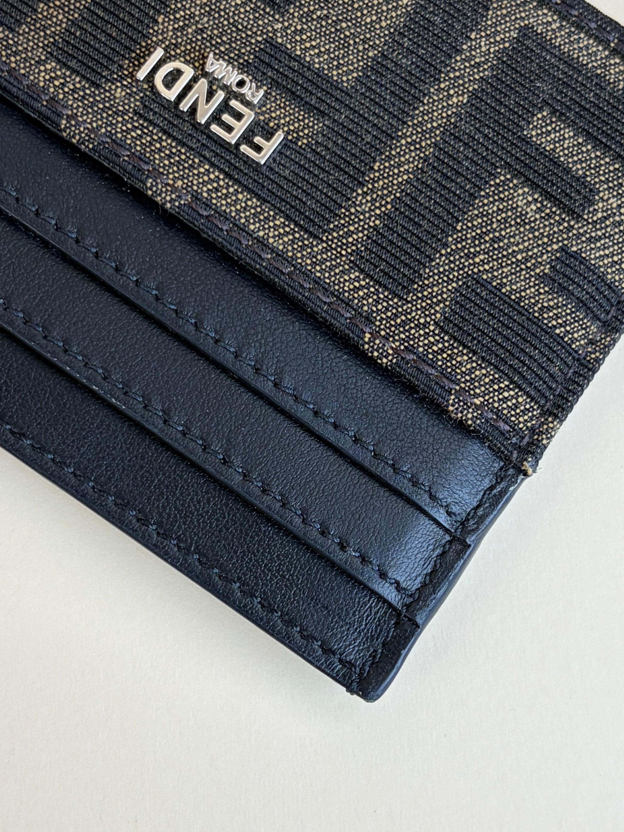 Fendi ff-jacquard leather card holder
