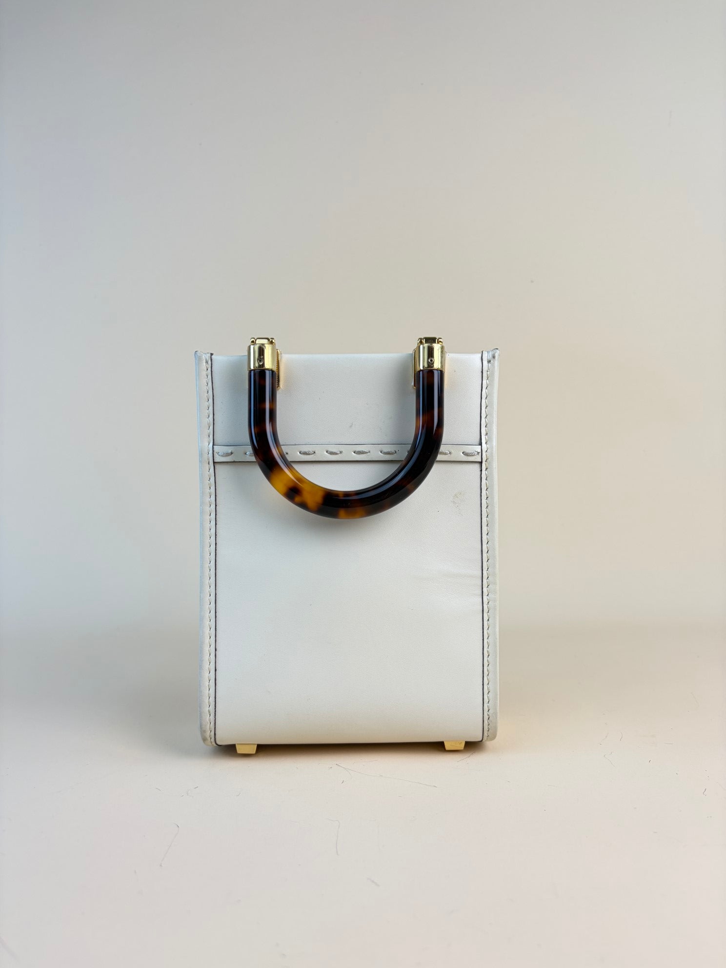 Fendi Cream Mini Sunshine Tote Bag with Strap