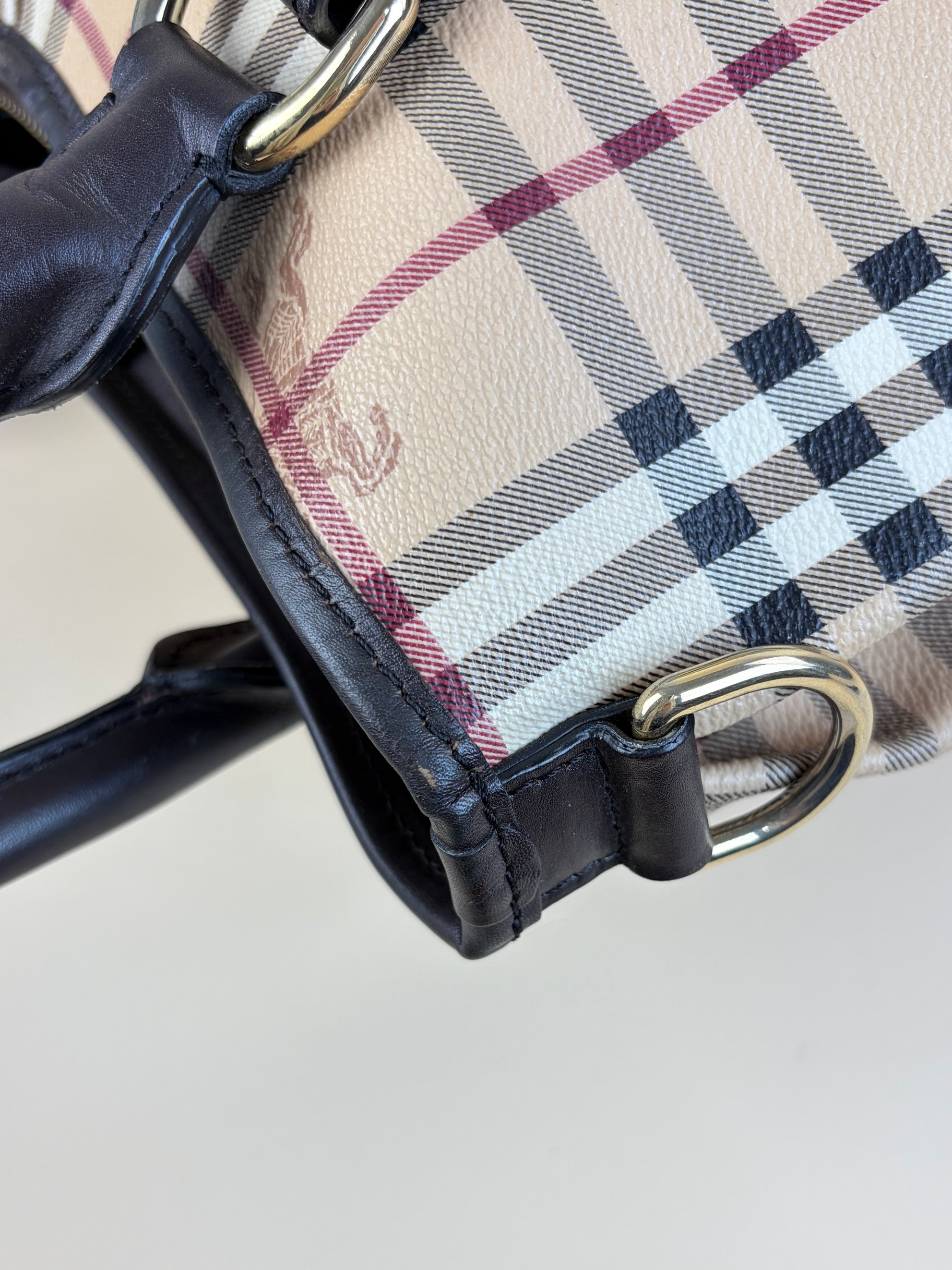 Burberry cocolate Haymarket check large Northfield tote Bag