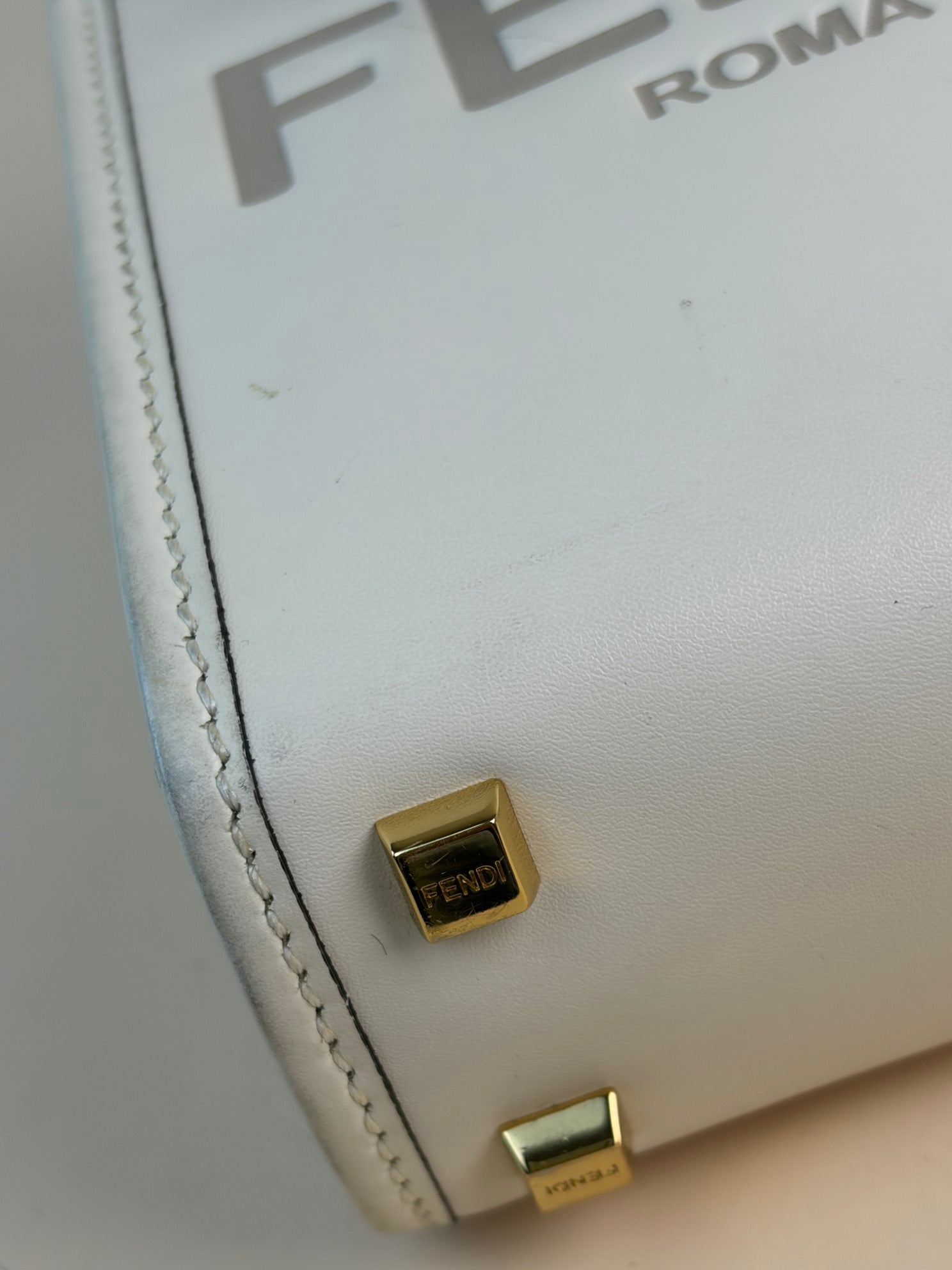 Fendi Cream Mini Sunshine Tote Bag with Strap