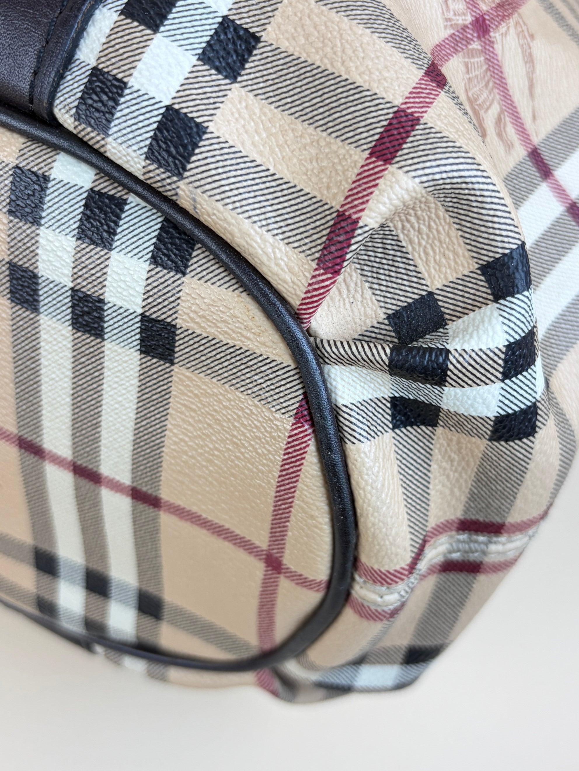 Burberry cocolate Haymarket check large Northfield tote Bag