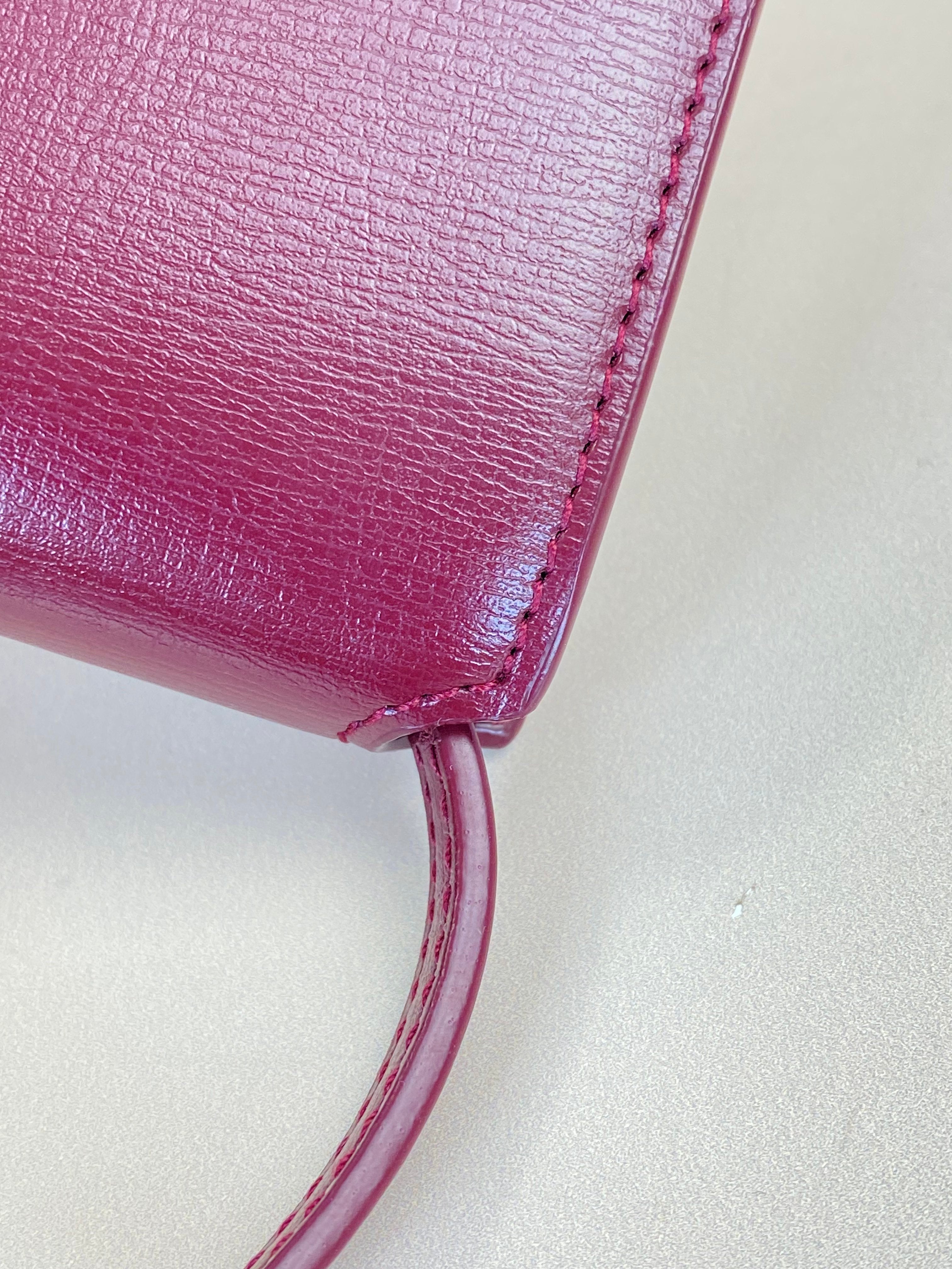 YSL Burgundy Cassandre Phone Holder with Strap