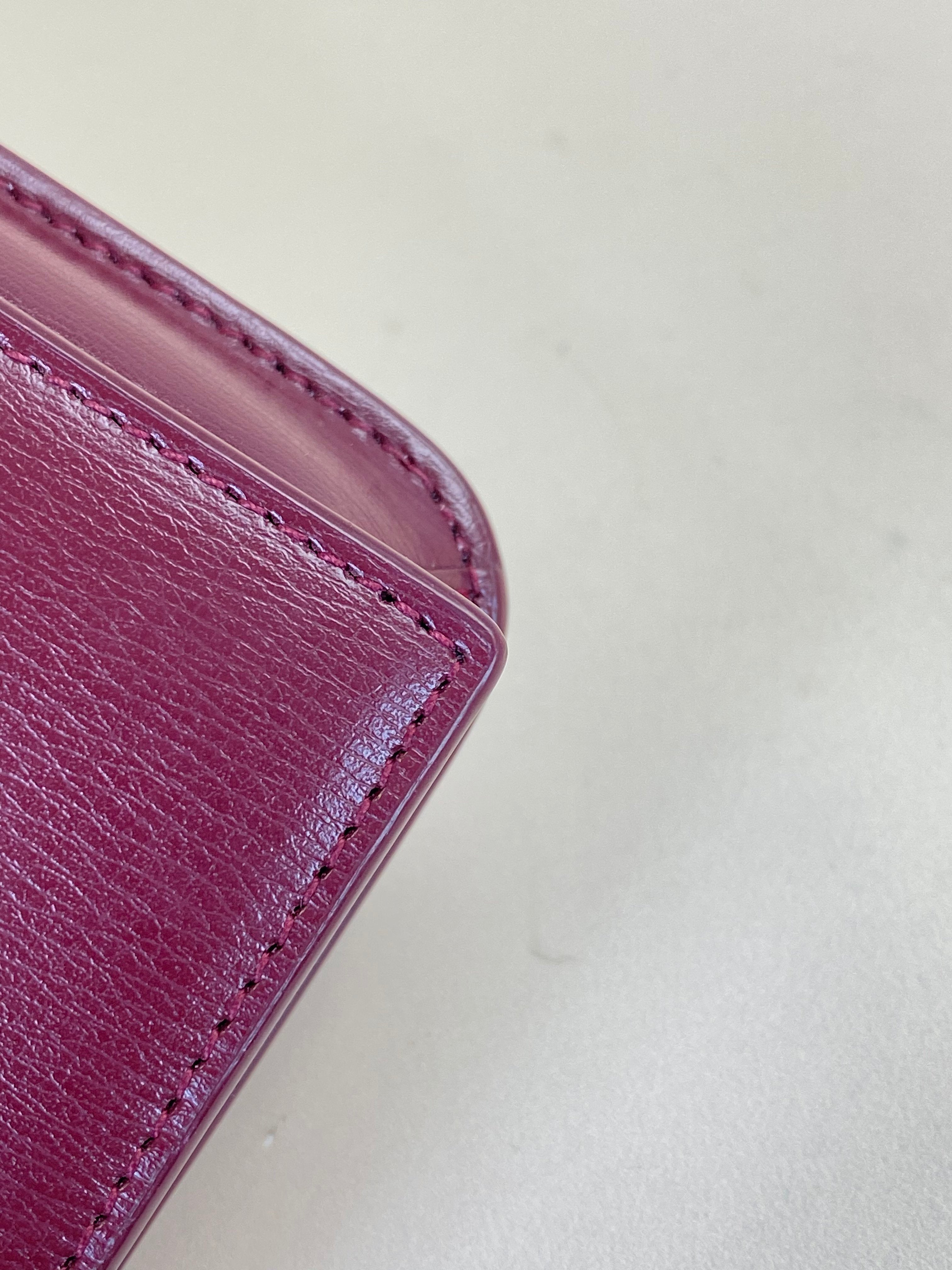 YSL Burgundy Cassandre Phone Holder with Strap