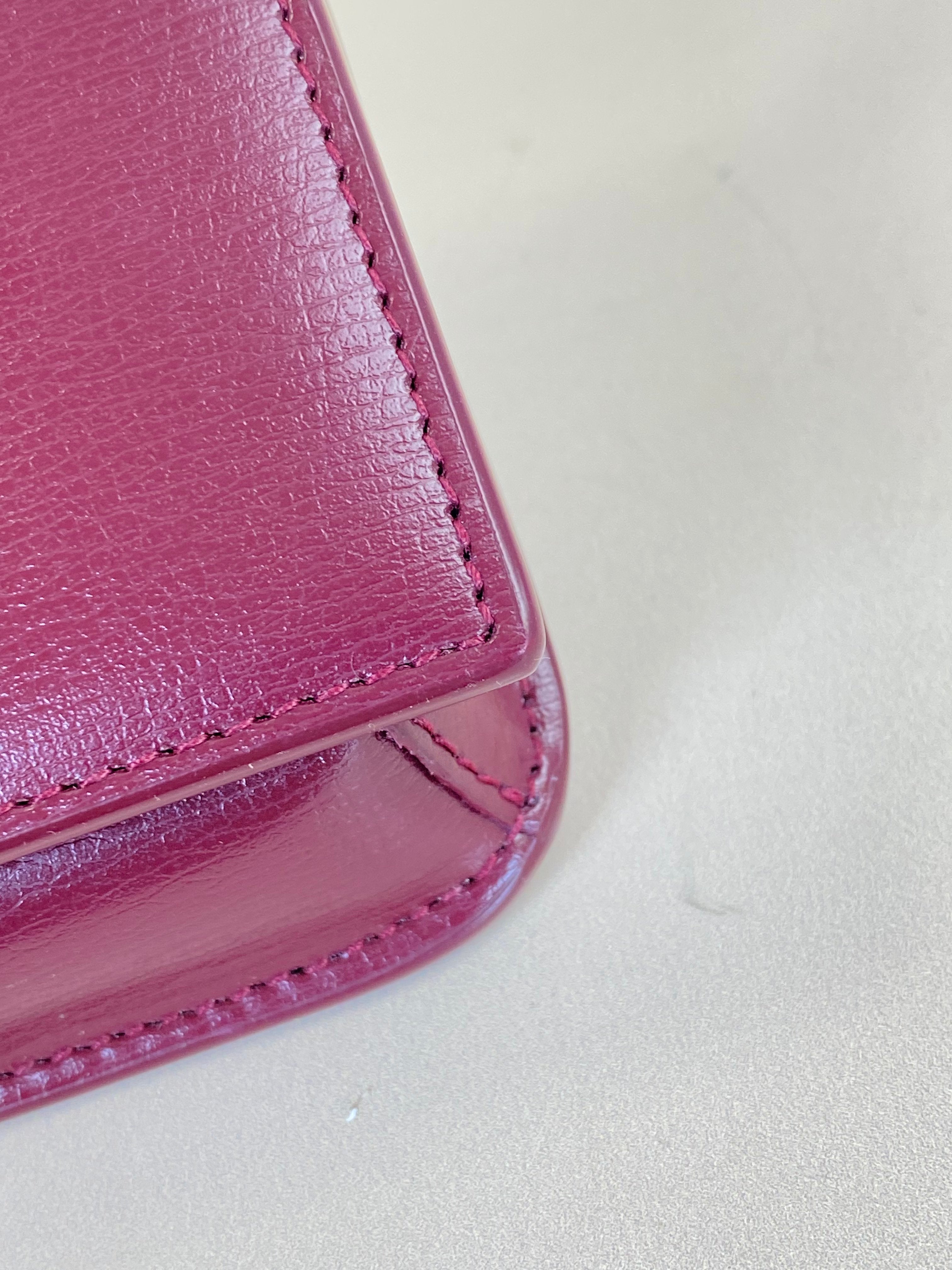 YSL Burgundy Cassandre Phone Holder with Strap