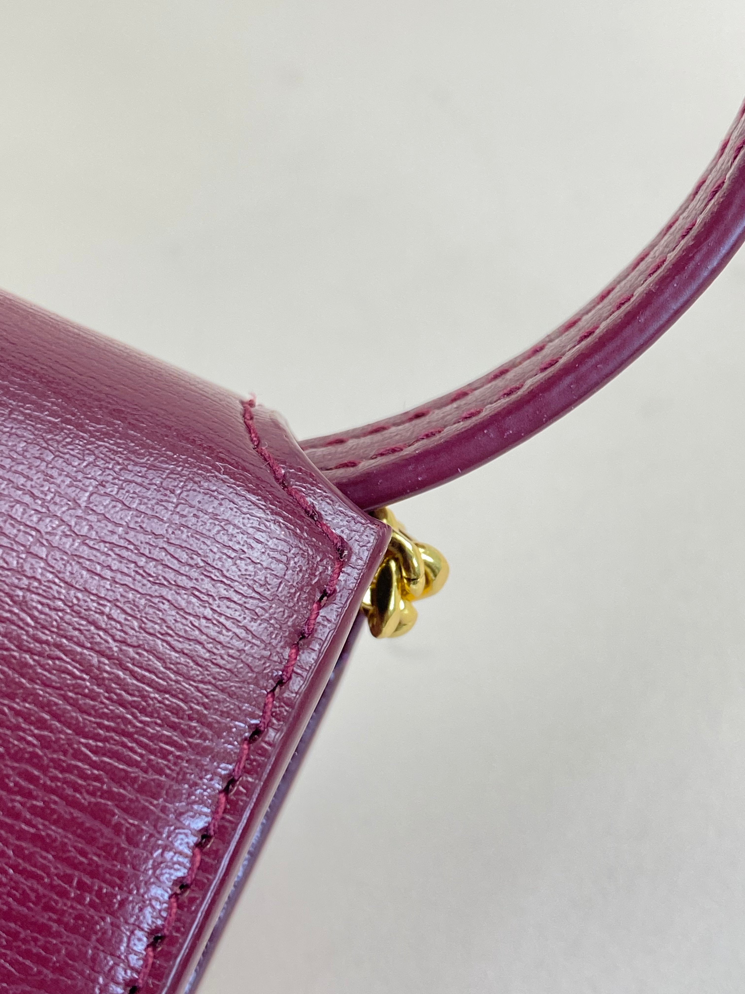 YSL Burgundy Cassandre Phone Holder with Strap