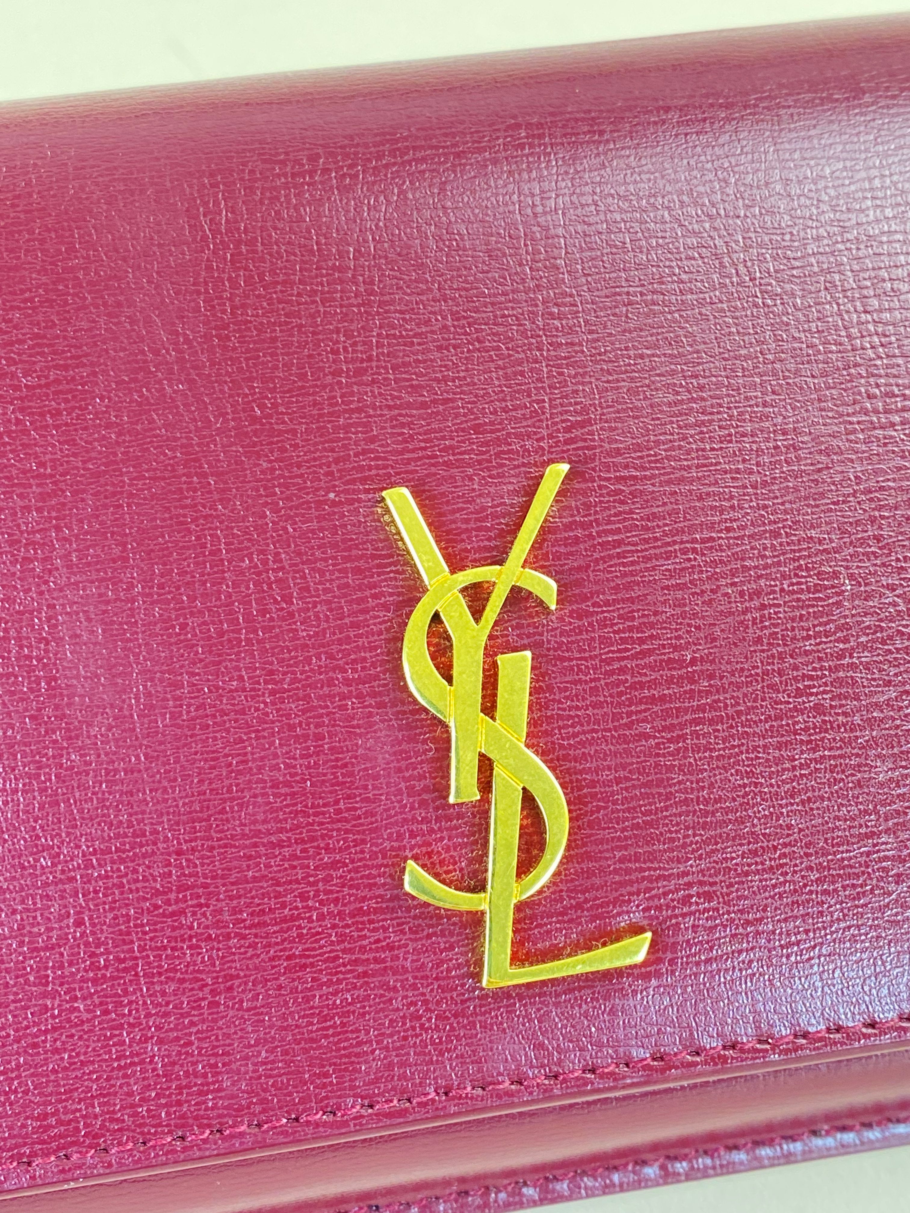 YSL Burgundy Cassandre Phone Holder with Strap