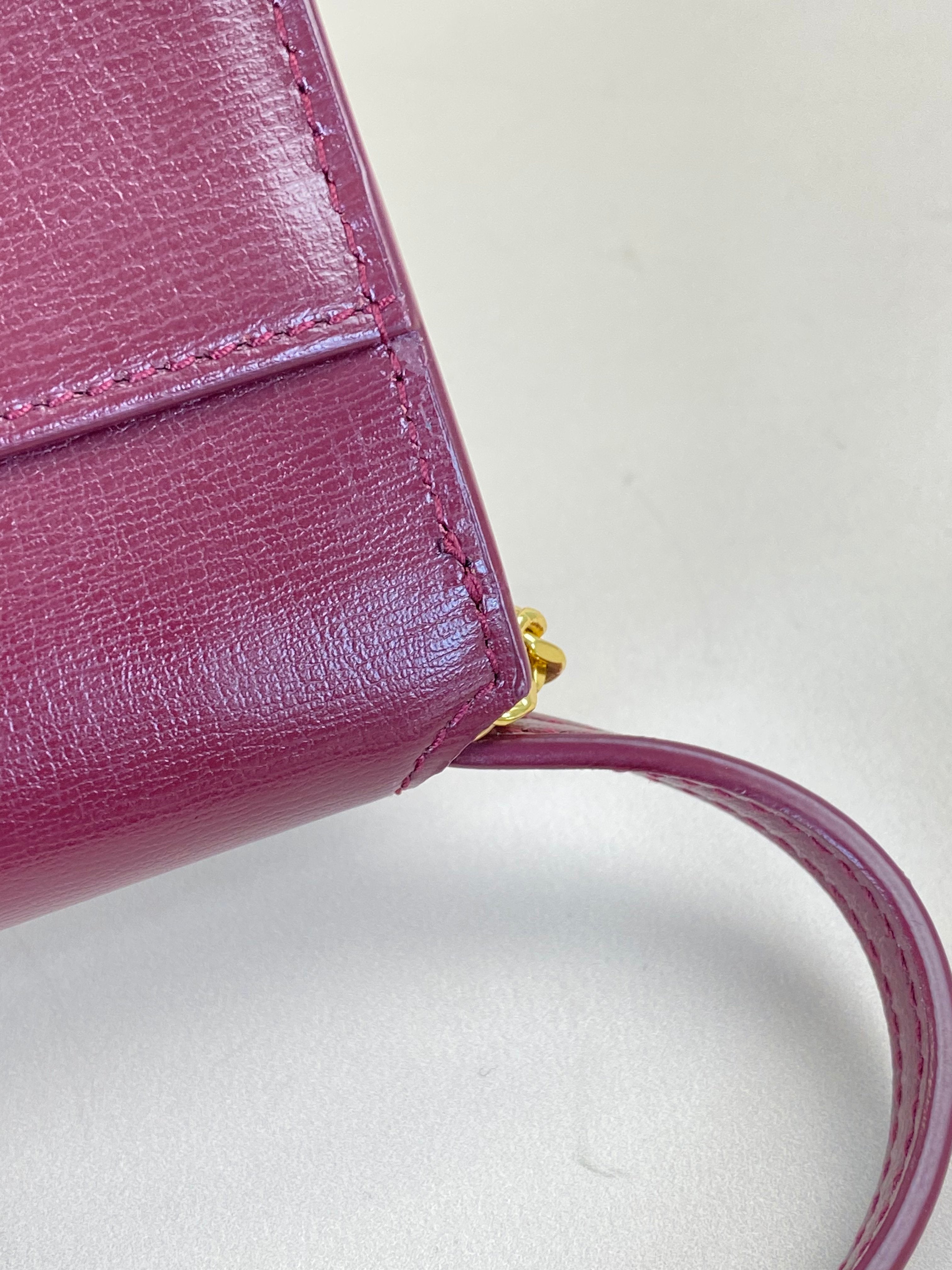 YSL Burgundy Cassandre Phone Holder with Strap