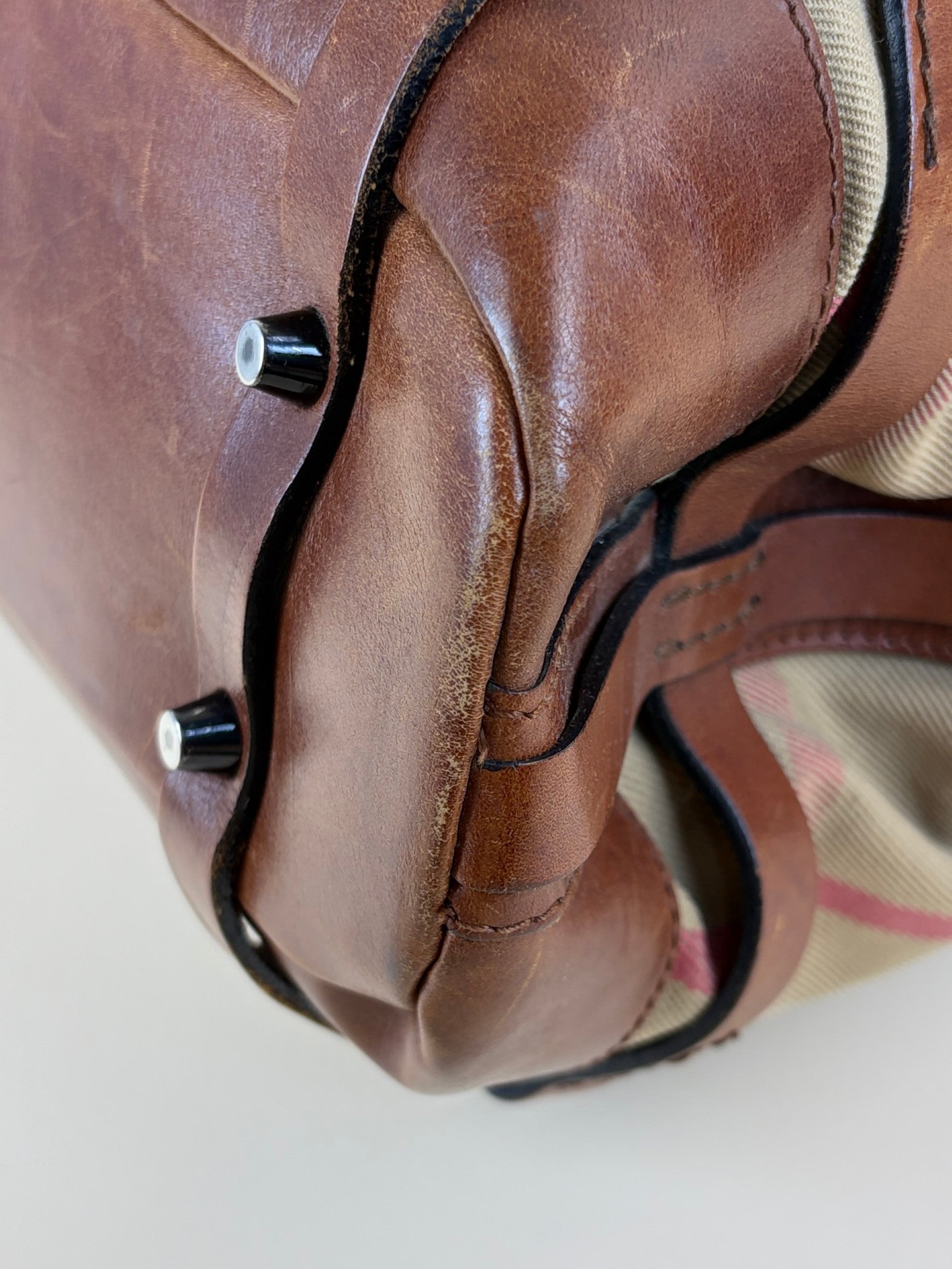 Burberry Brown calfskin bride house check Kenton hobo bag