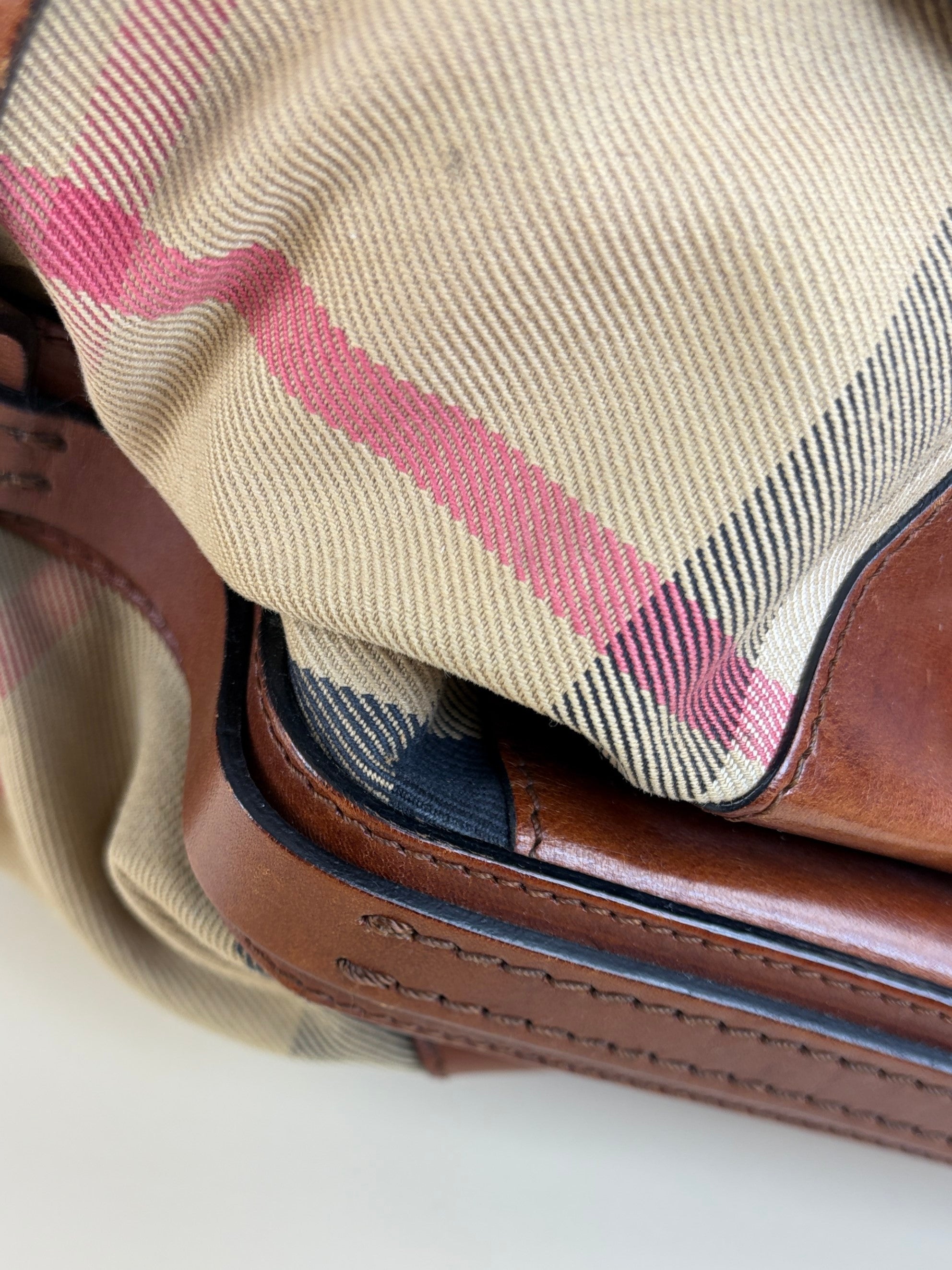 Burberry Brown calfskin bride house check Kenton hobo bag