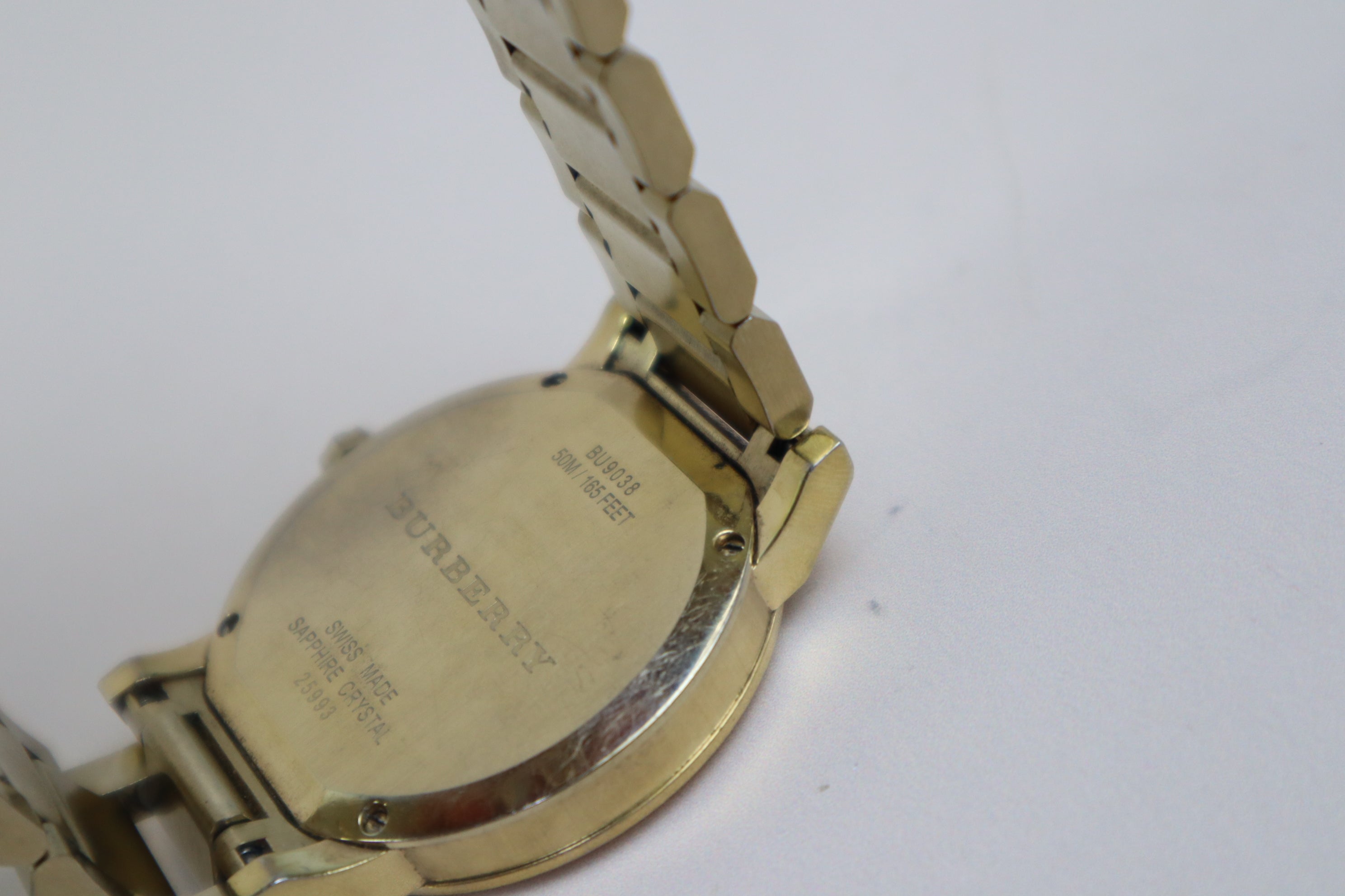 Burberry Gold Stainless Steel City Engraved Checked Watch