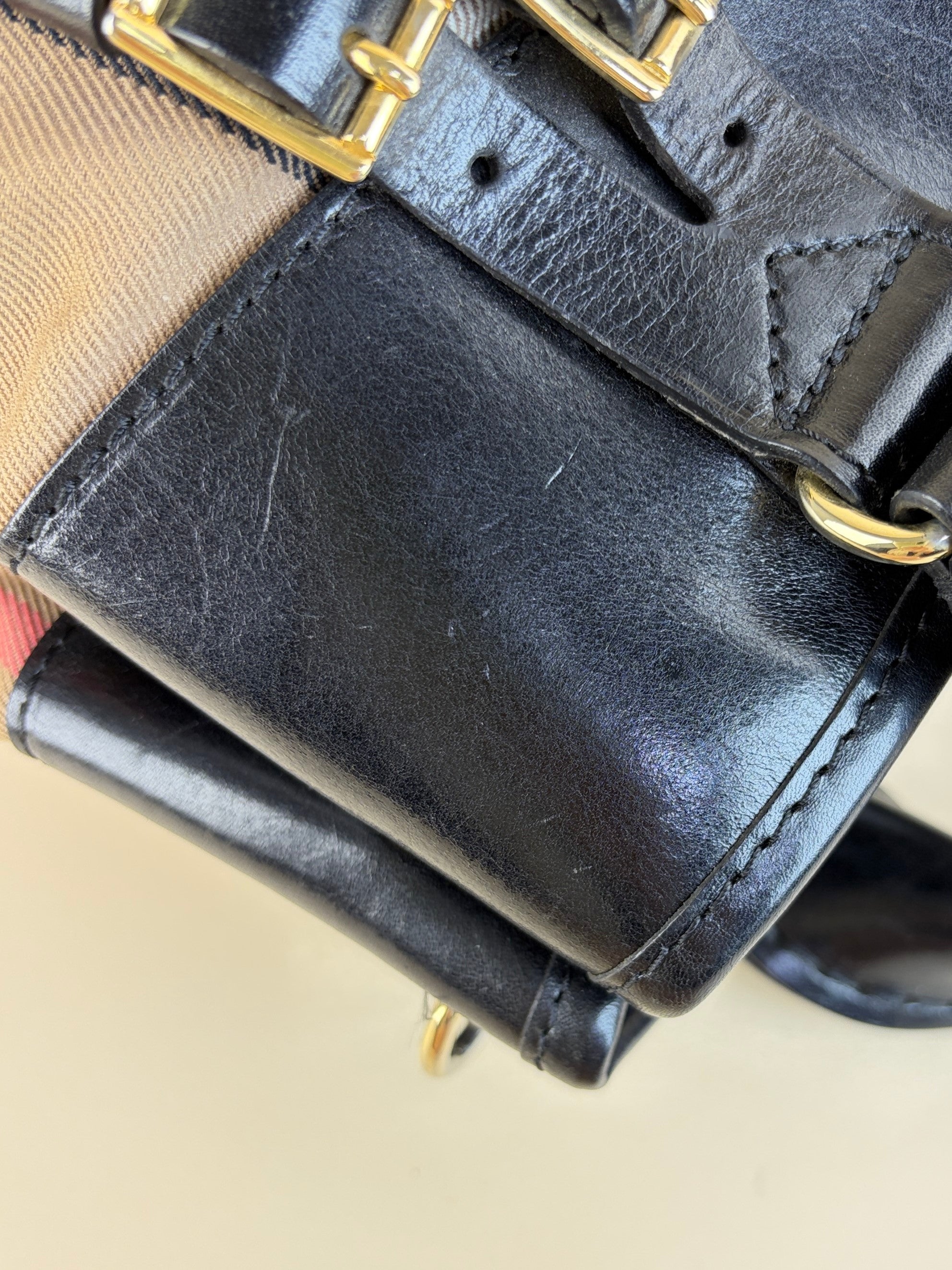 Burberry Black House Check Bridle Tote Bag