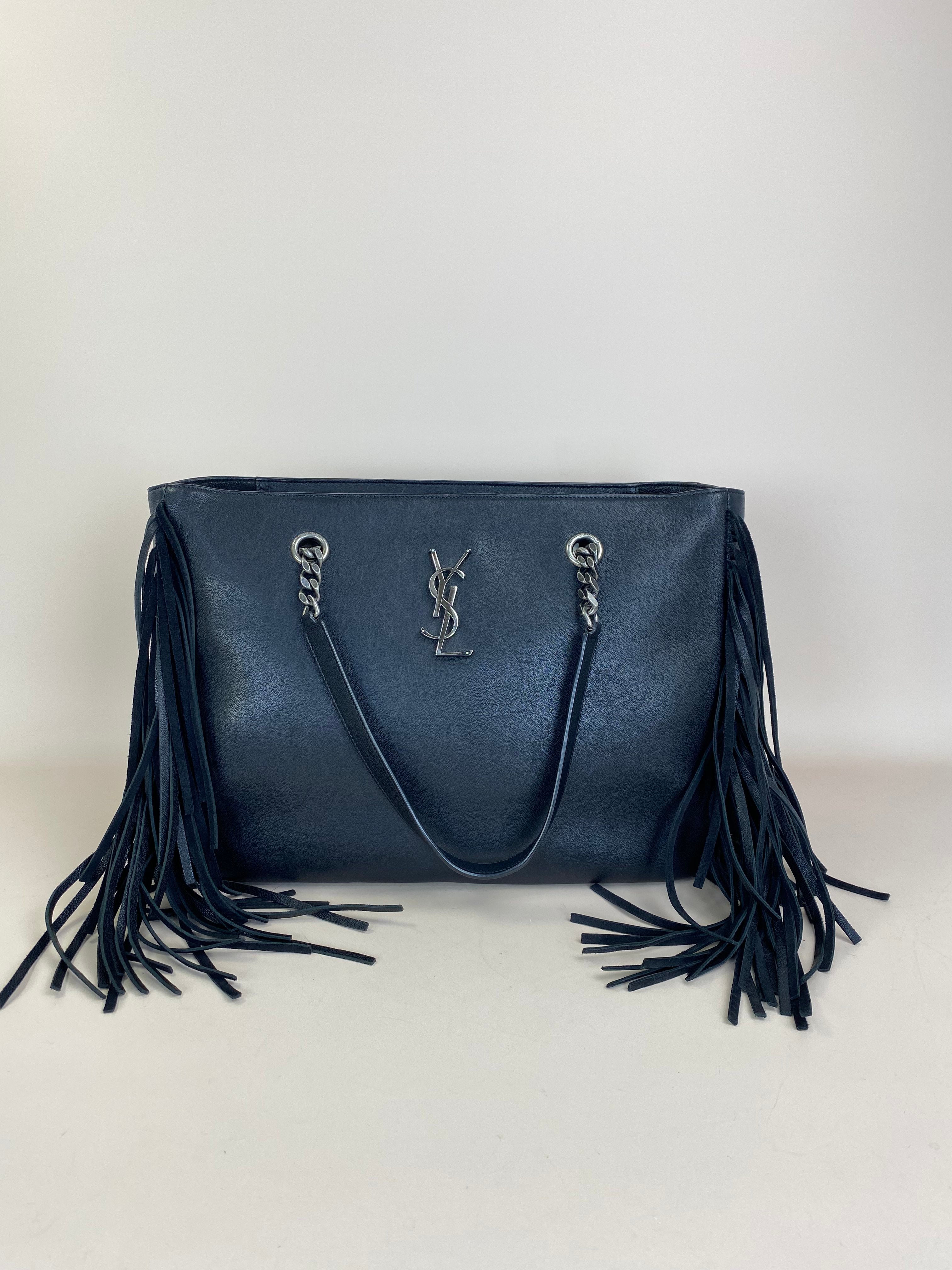 YSL Black Fringe Shopping Bag