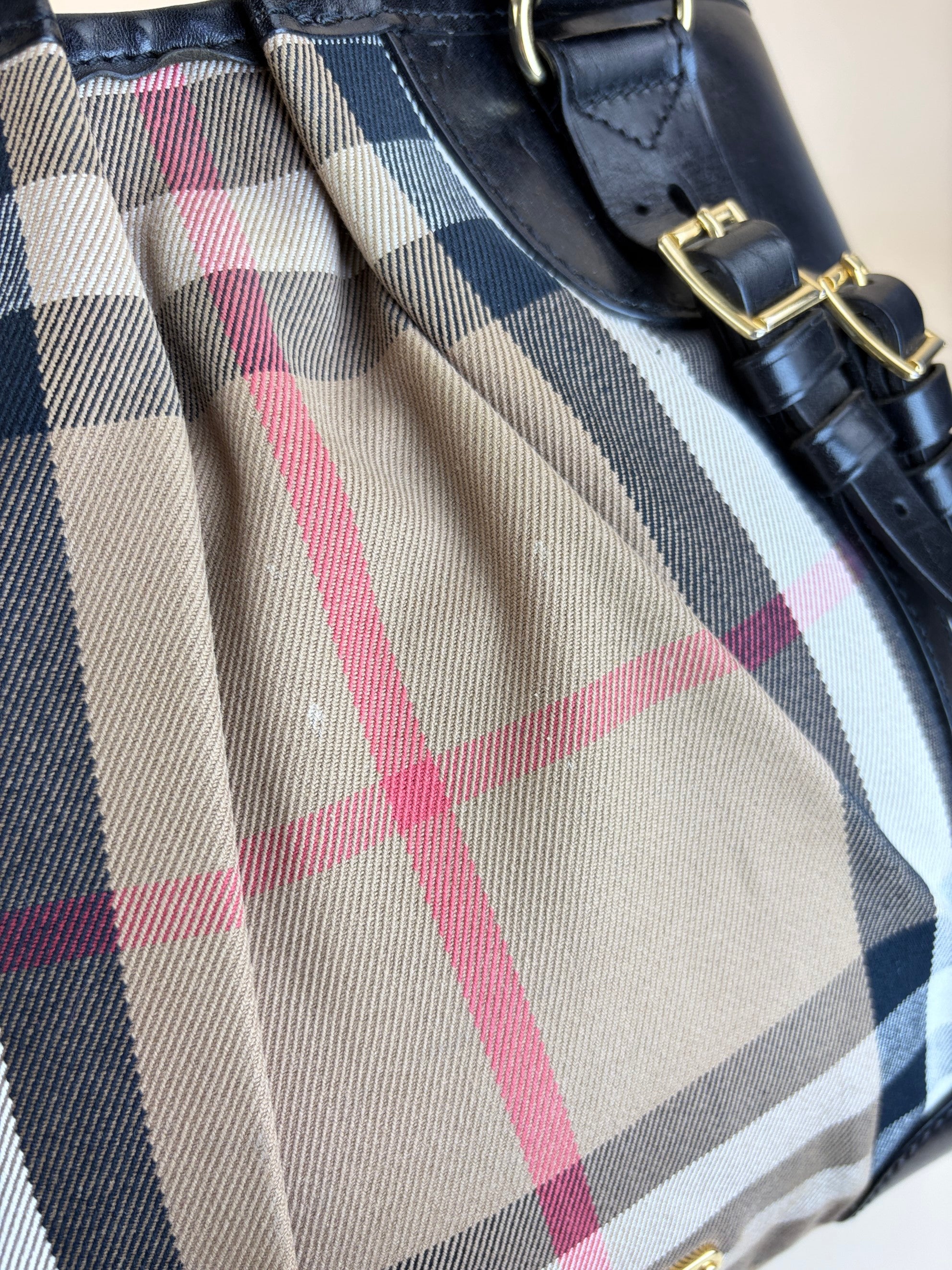 Burberry Black House Check Bridle Tote Bag