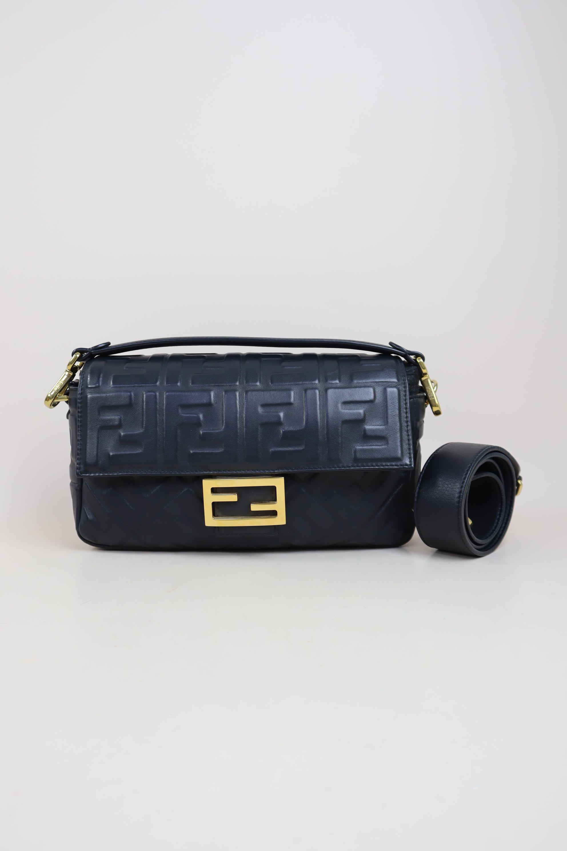 Fendi Black FF Baguette Shoulder Bag