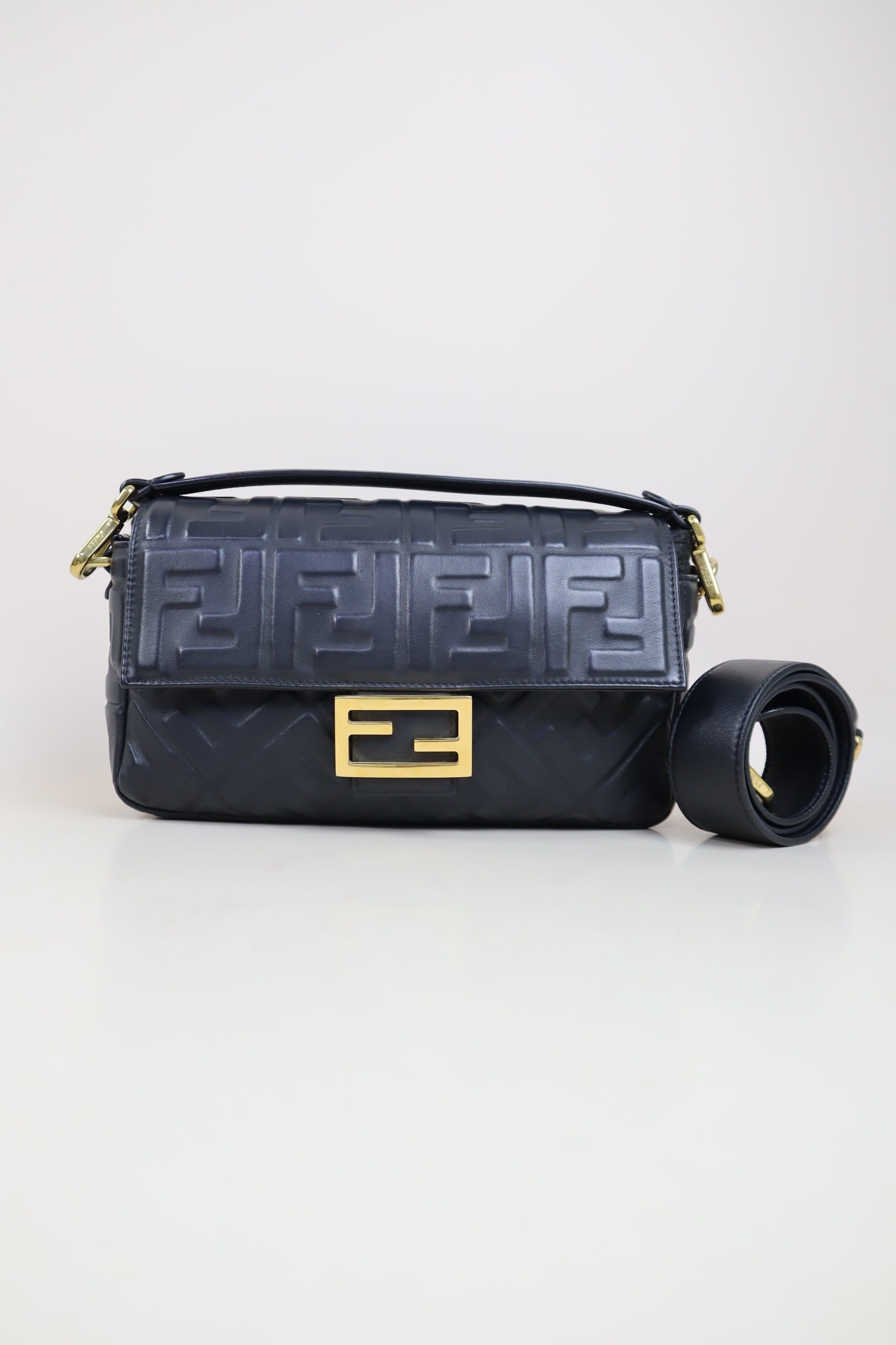 Fendi Black FF Baguette Shoulder Bag