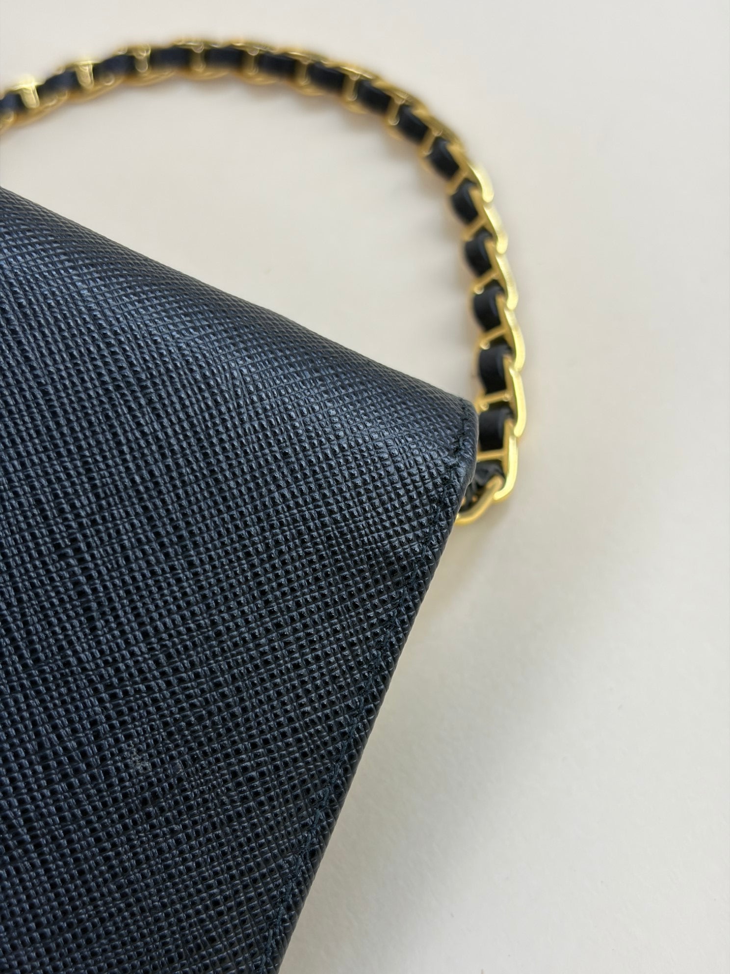 Prada saffanio metal prochain wallet black leather