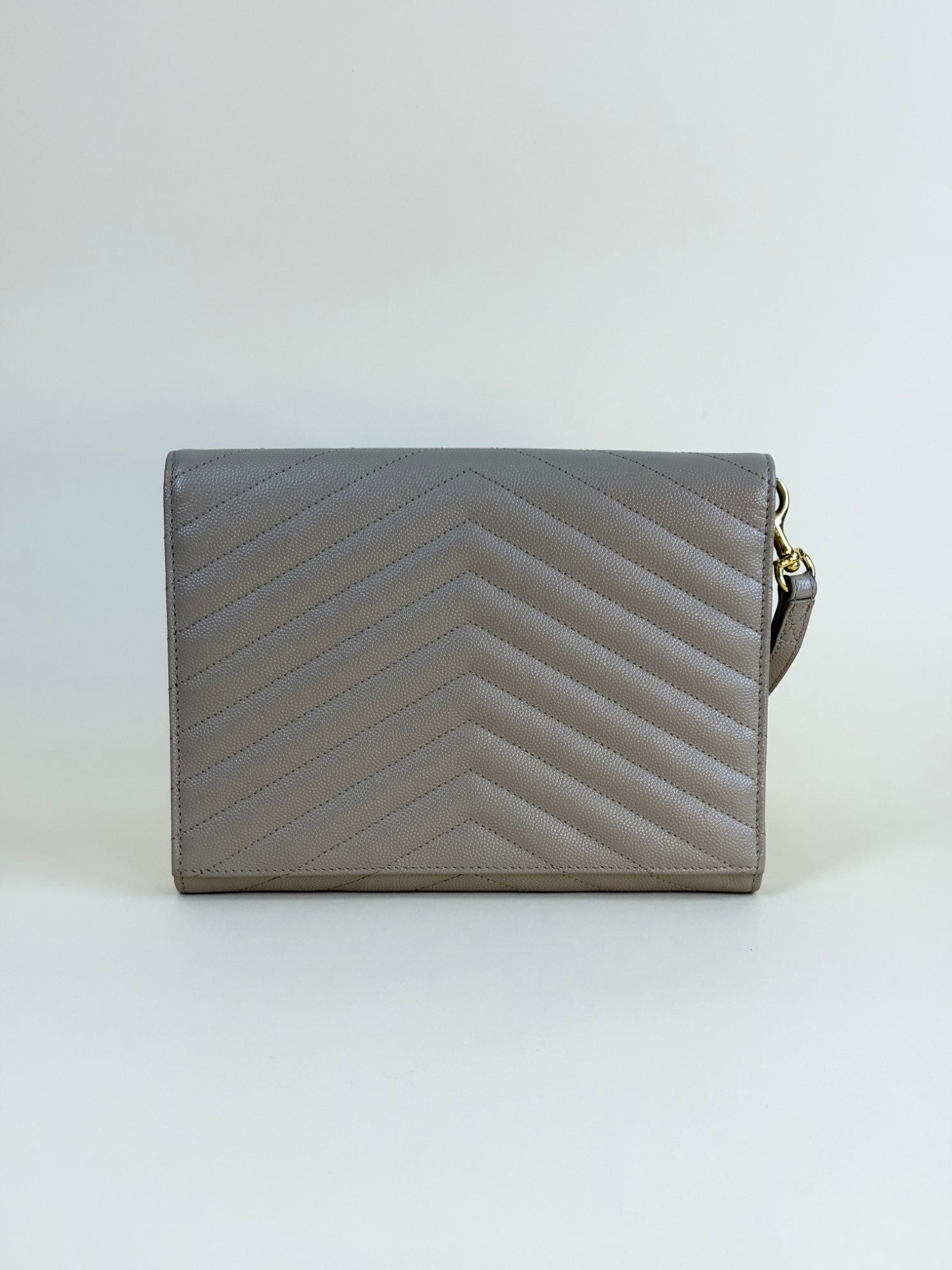 YSL Dark Beige Cassandre Matelasse Flap Pouch