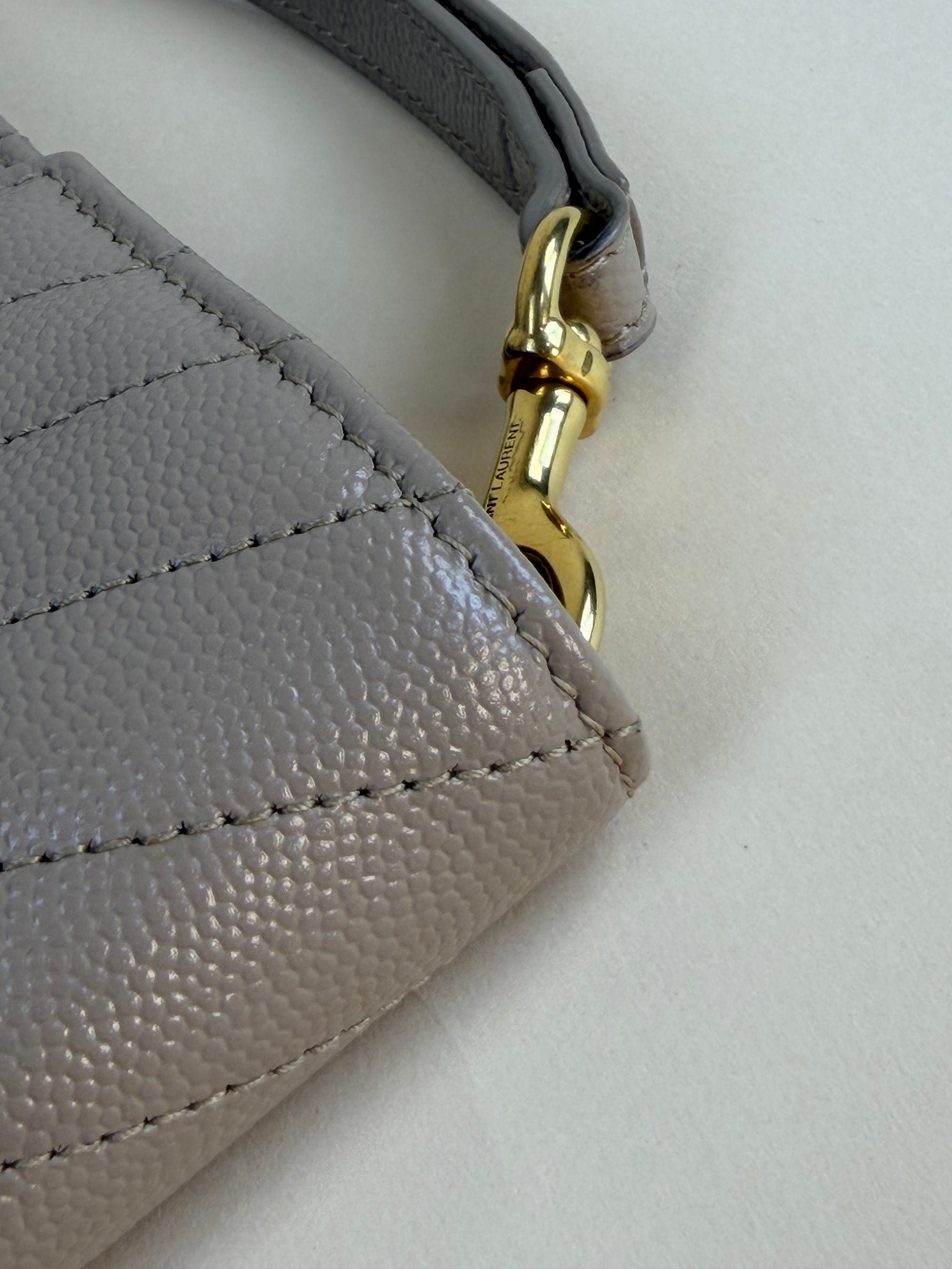 YSL Dark Beige Cassandre Matelasse Flap Pouch